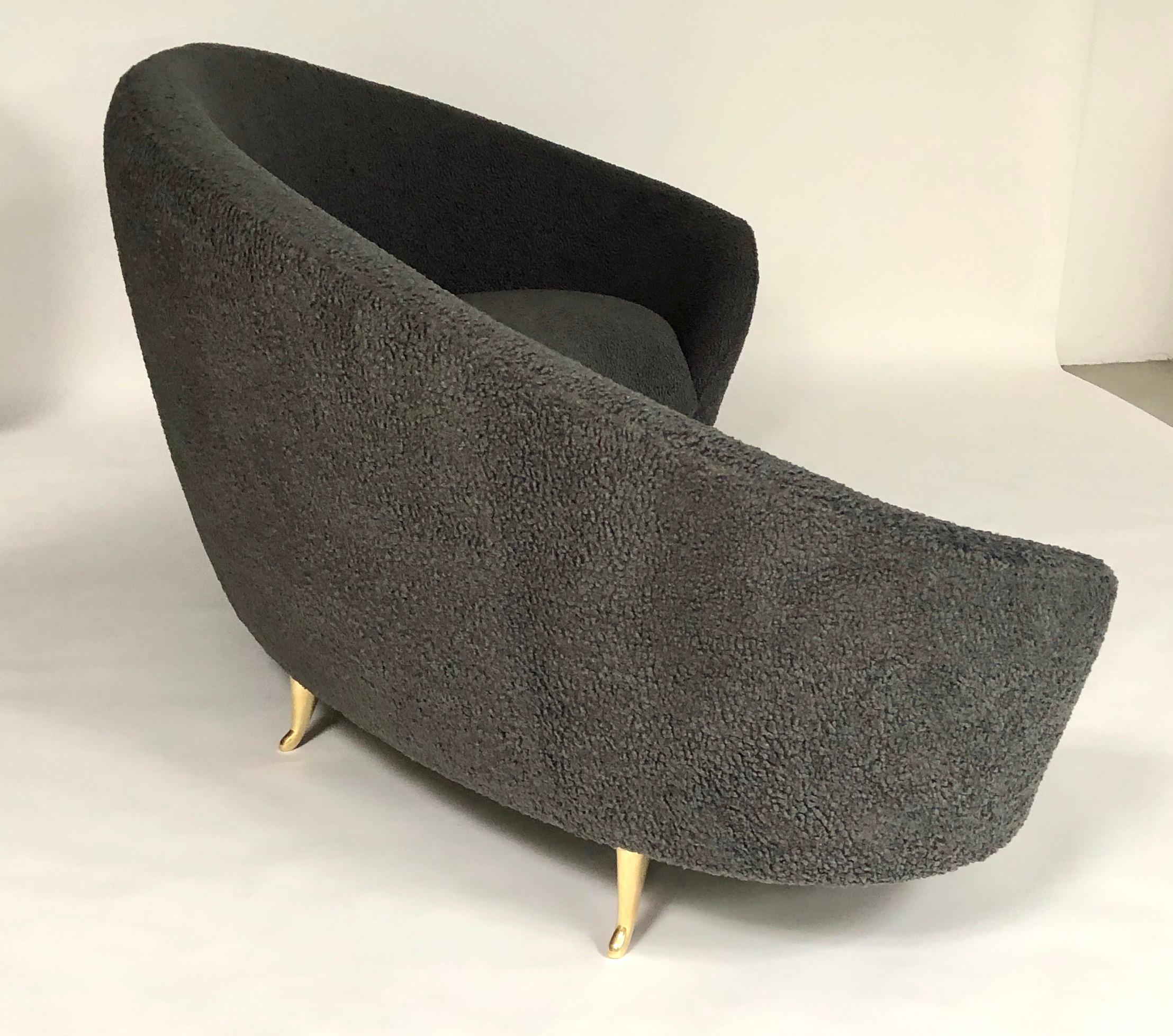 Arc Sofa by Bourgeois Boheme Atelier, Charcoal Bouclé In New Condition For Sale In Los Angeles, CA