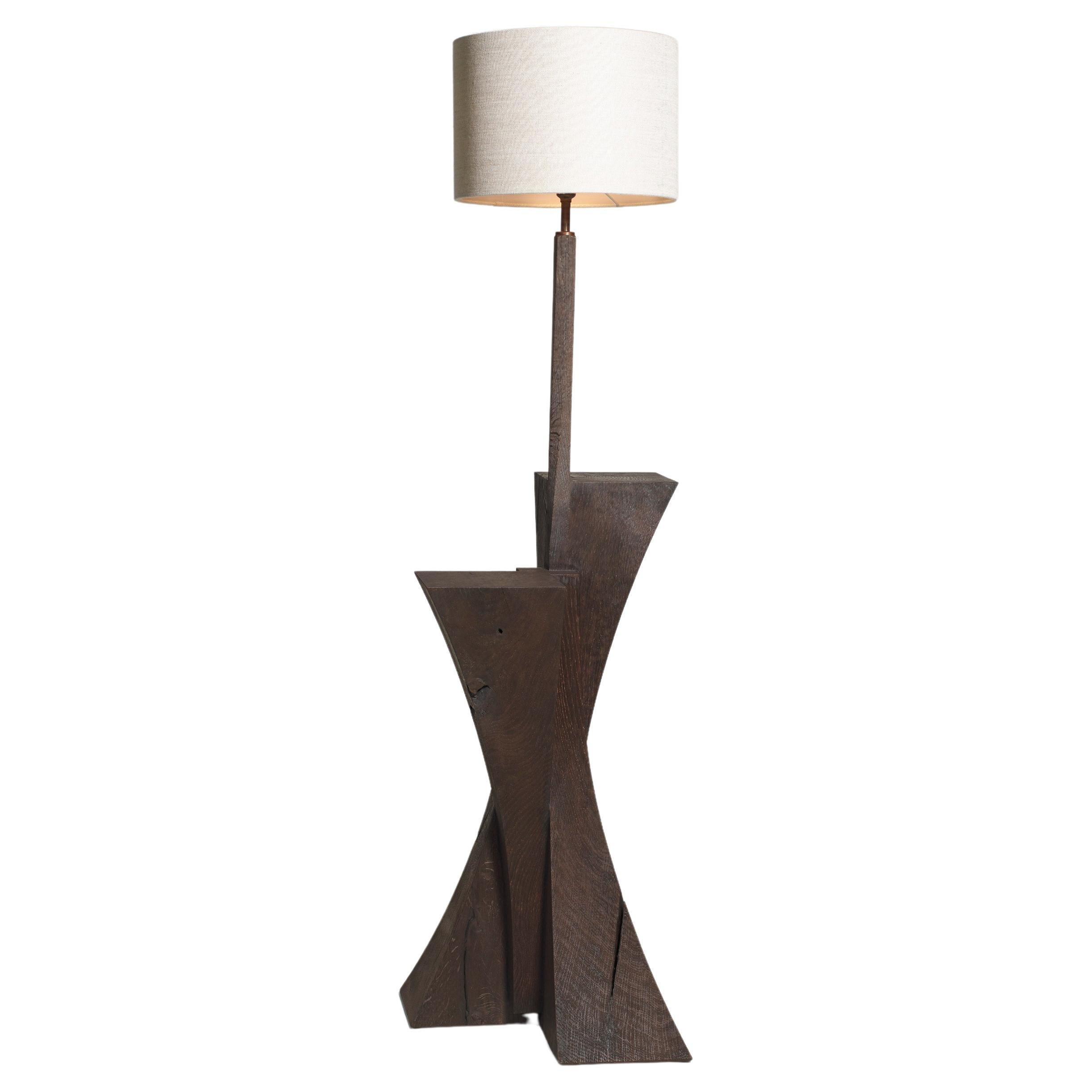 Arc - Solid oak floor standing lamp with twisting stem For Sale