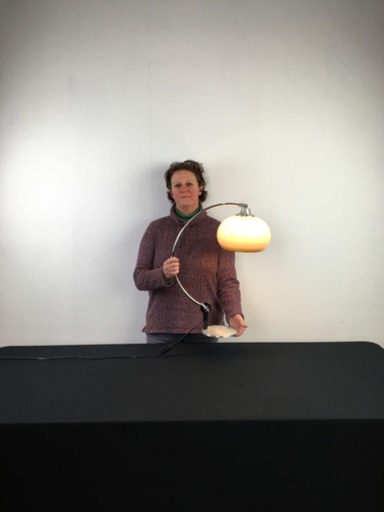 European Arc Table Lamp, Chrome and Lucite