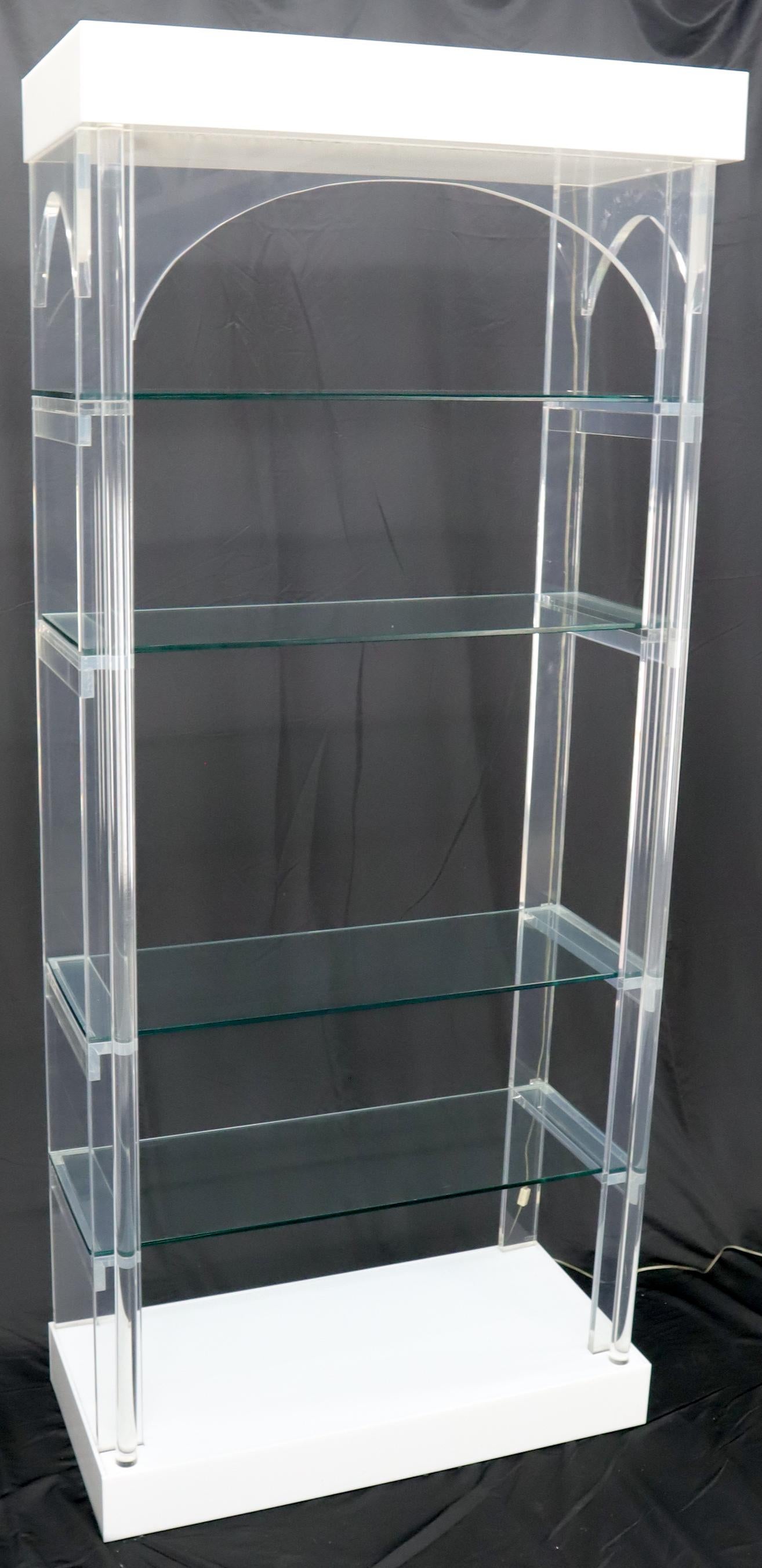 Arc Top Lighted Lucite Étagère Vitrine In Good Condition For Sale In Rockaway, NJ