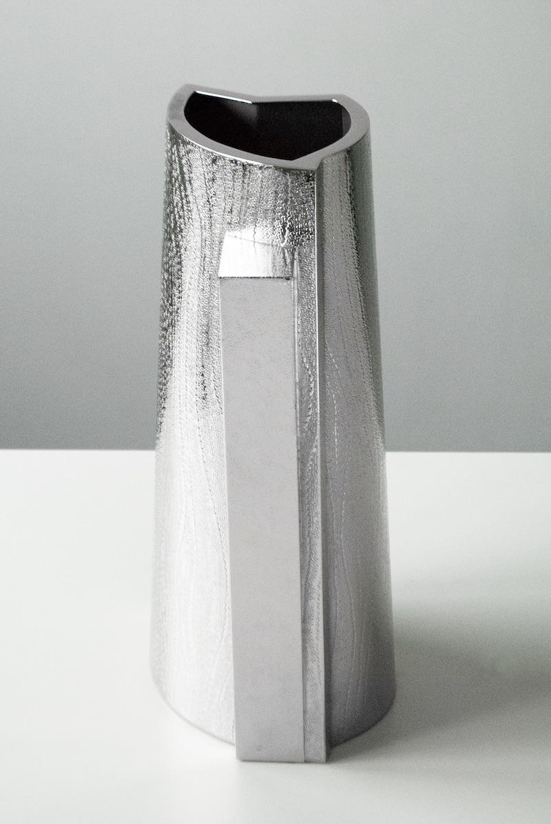 Plated Arc Vase Silver-plated Modern 21st Century  For Sale