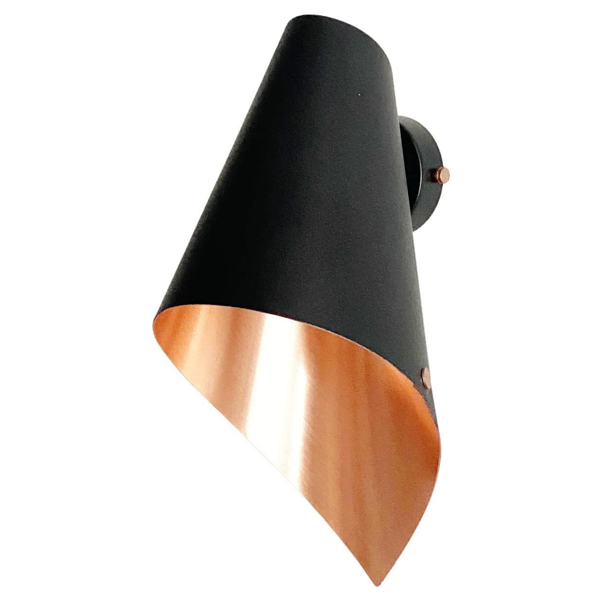 ARC Wall Light in Black and Brushed Copper For Sale