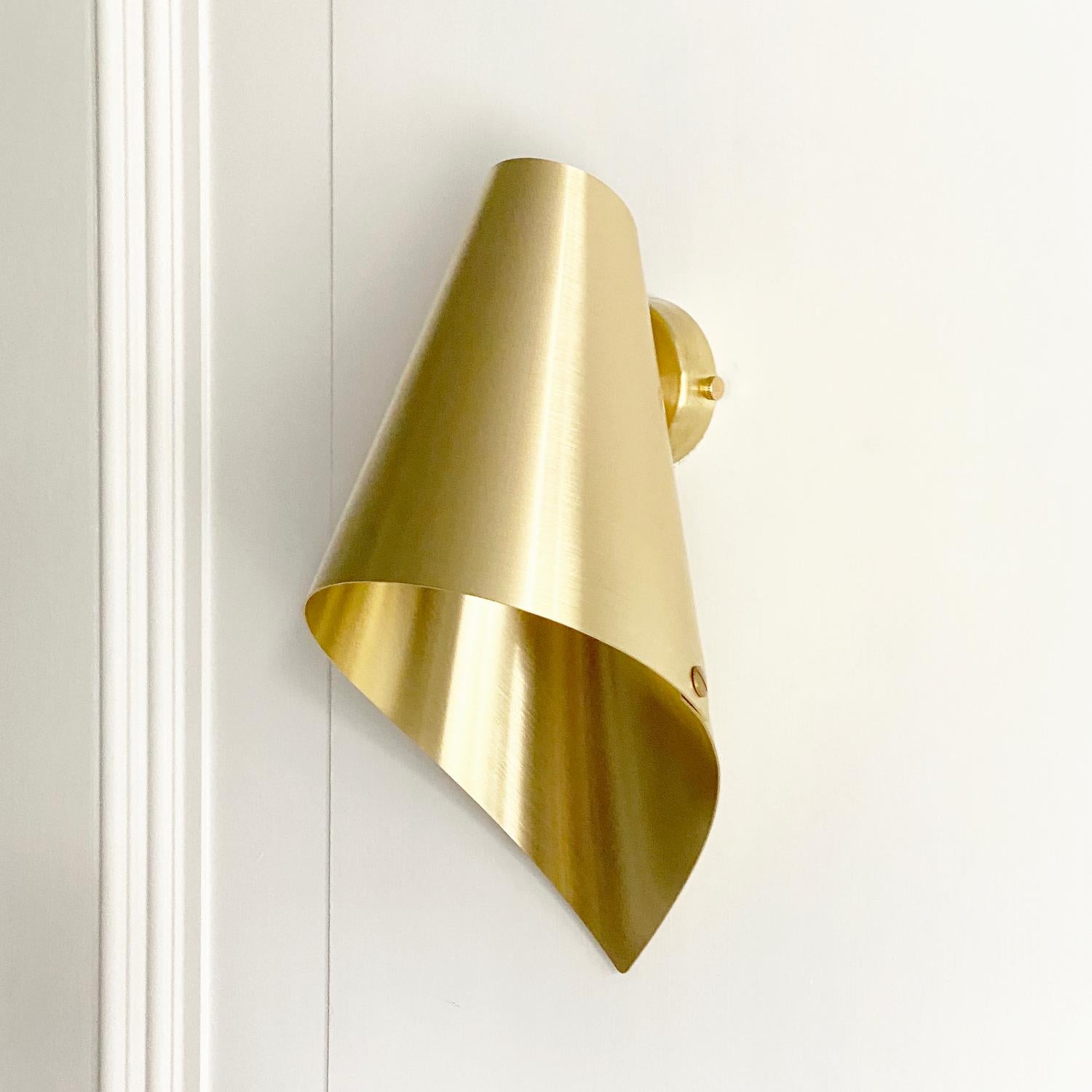 Modern ARC MAXI Asymmetrical Wall Light in Brushed Brass Made in Britain For Sale