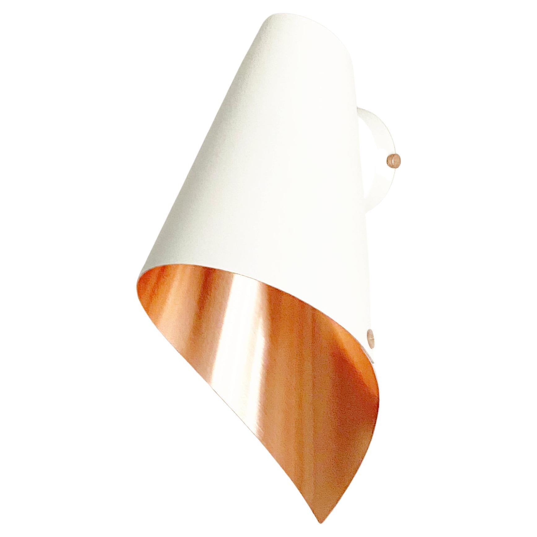ARC Modern Wall Light in White and Brushed Copper Made in Britain