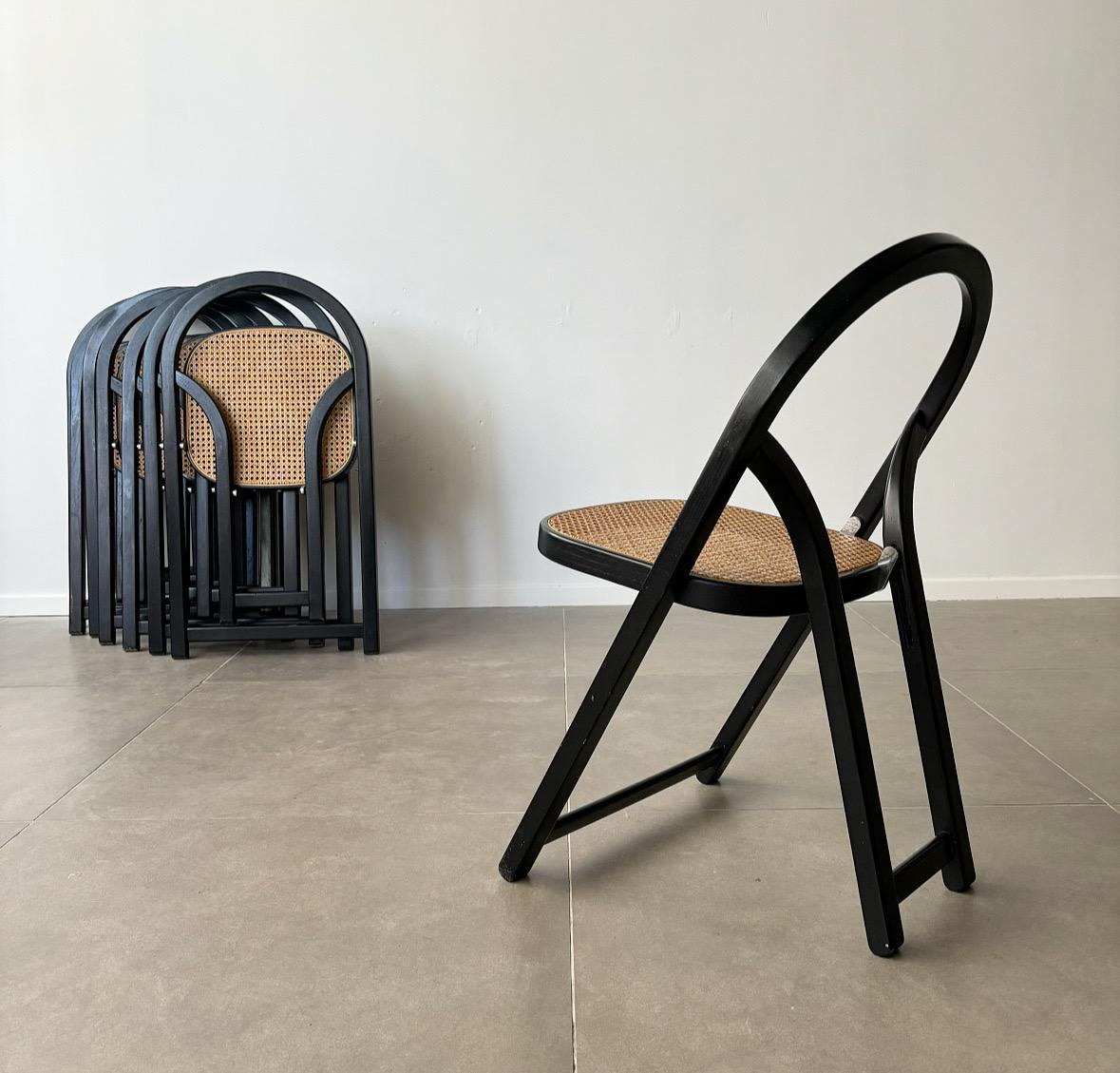 Rattan ‘Arca’ Folding Chairs by Gigi Sabadin for crassevig, 1974 Italy For Sale