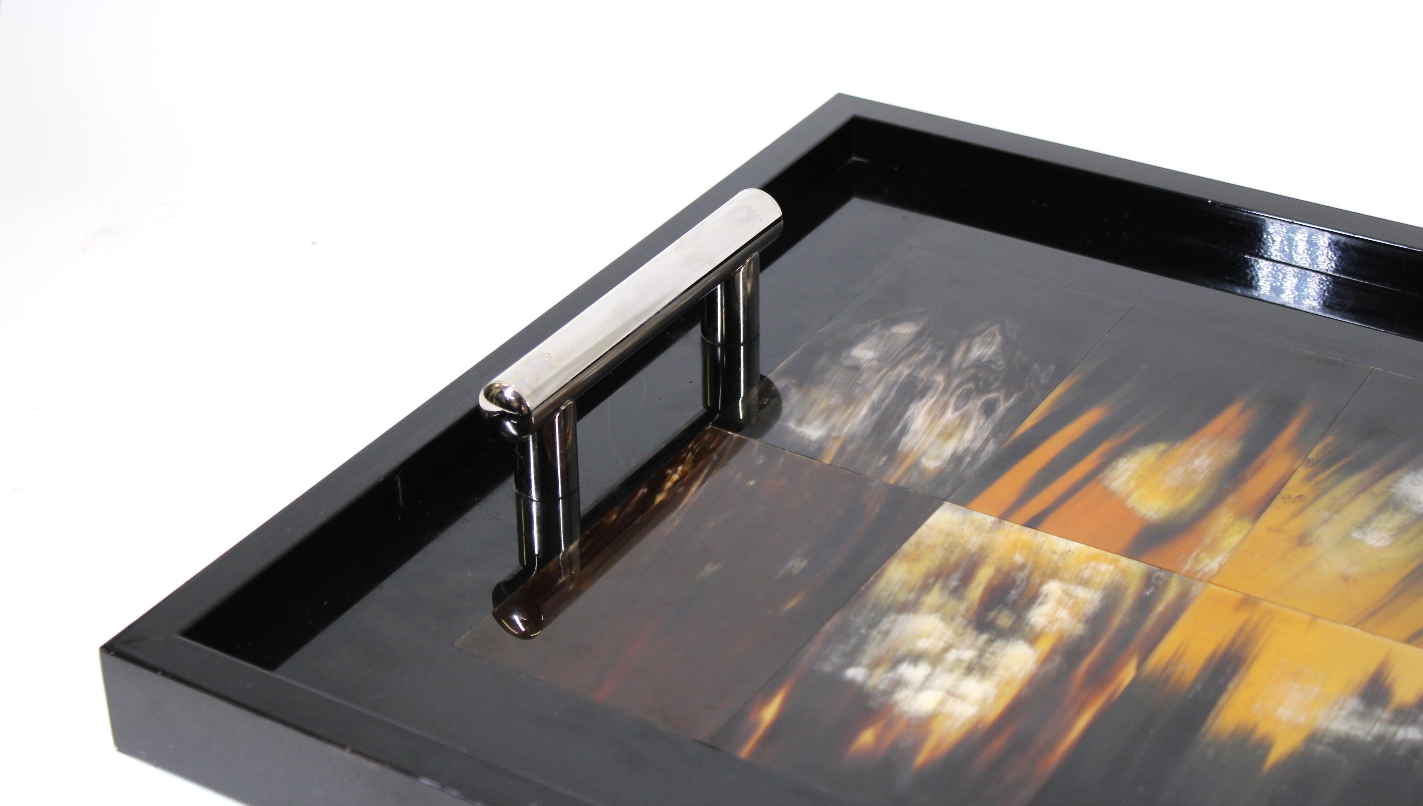 ARCA Modern Italian Horn Inlay Serving Tray In Good Condition In New York, NY