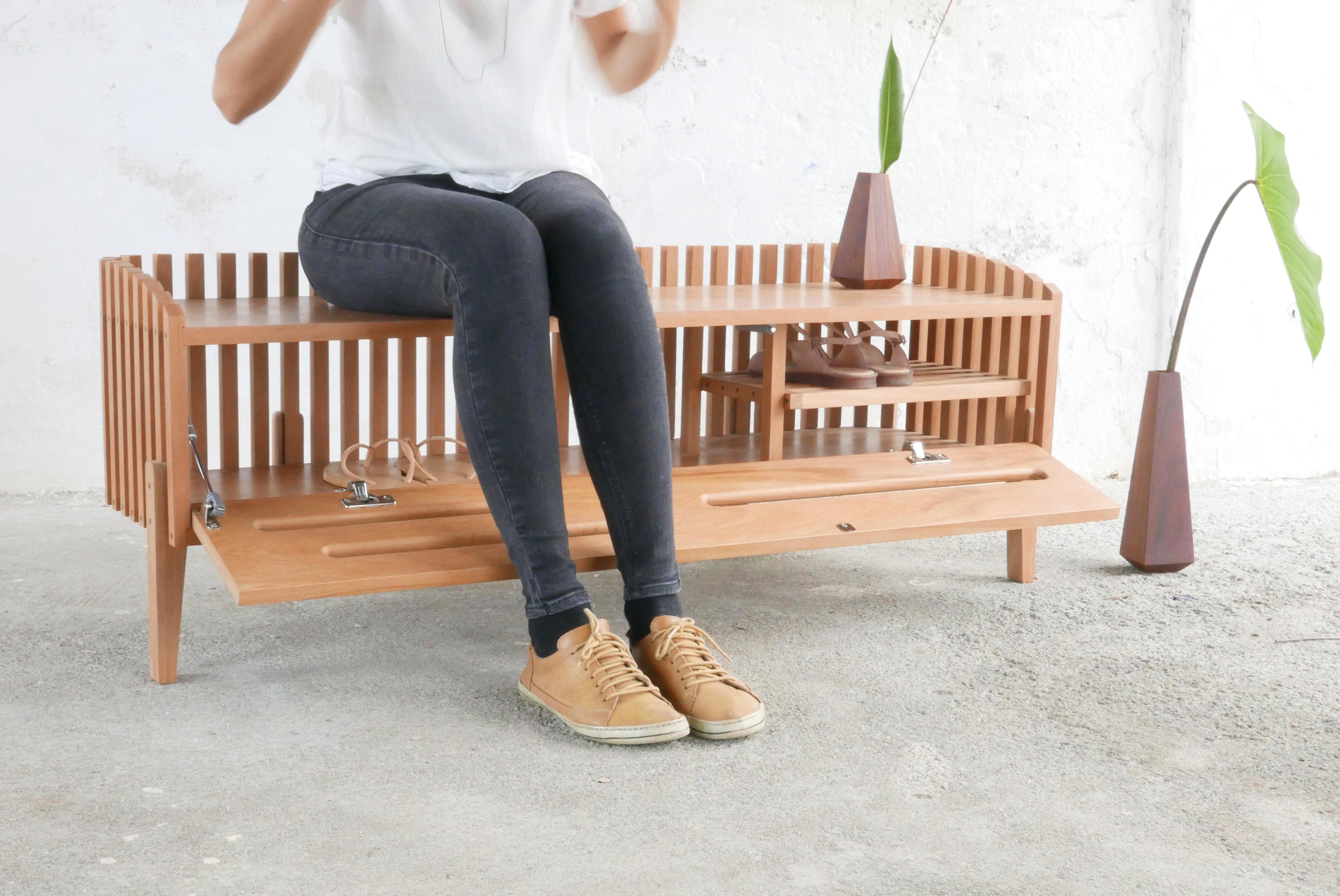 mid century shoe bench