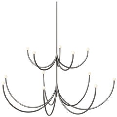 Arca Small 2-Tier Chandelier in Satin Blackened Brass Finish by Philippe Malouin