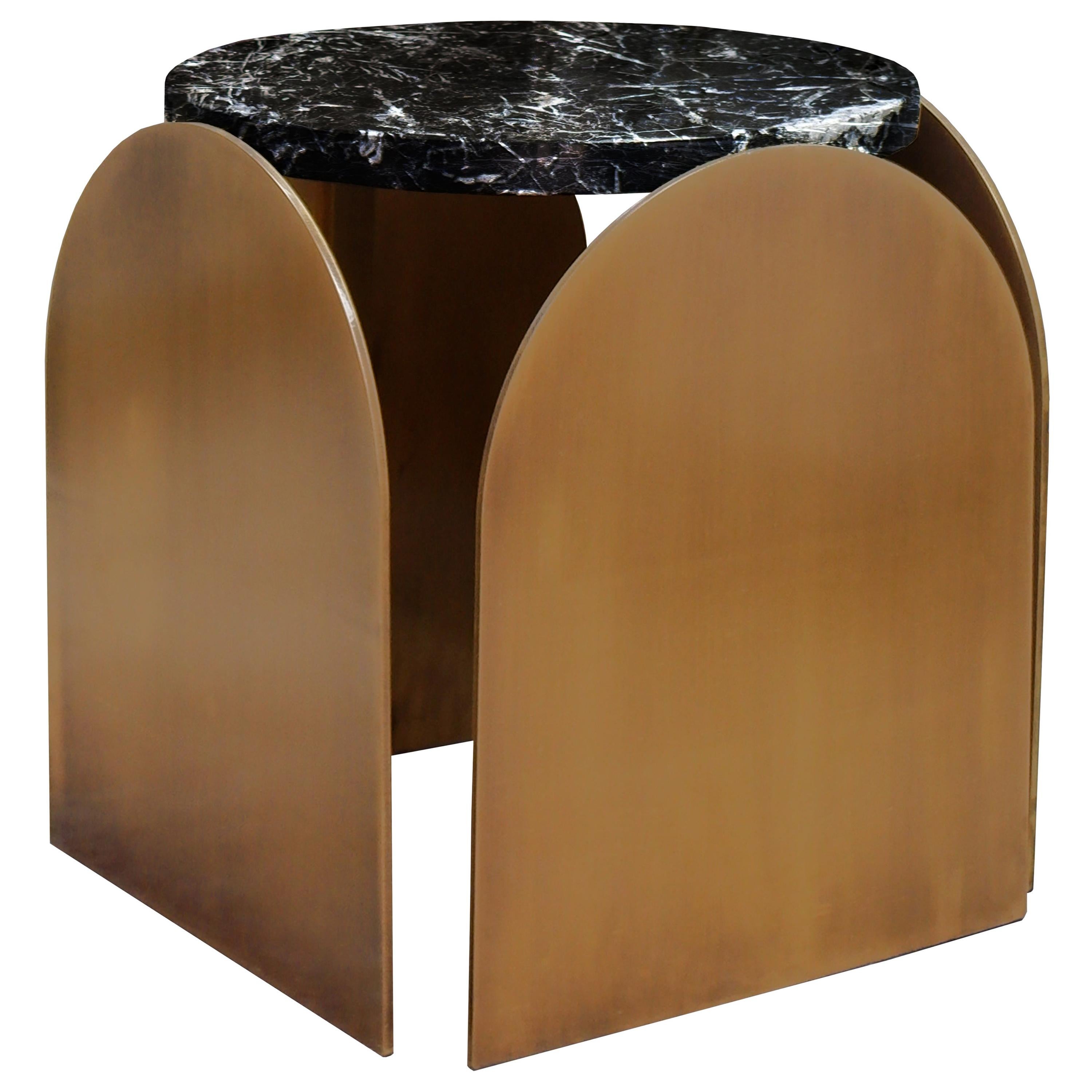 Arcade Brass and Marble Side Table