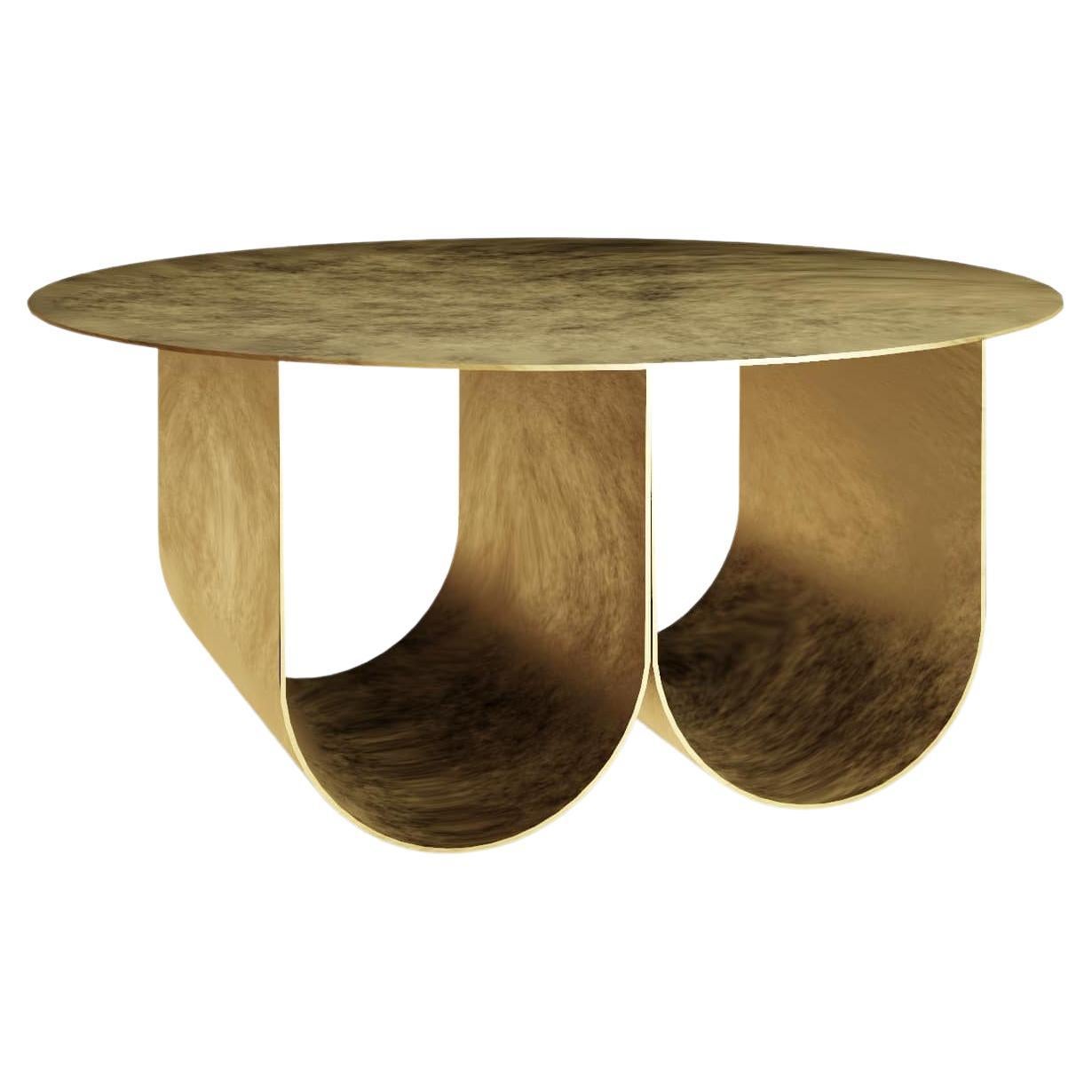 Arcade Coffee Table, 2 Arches Round Version, Gold, by Kasadamo & Pierre Tassin