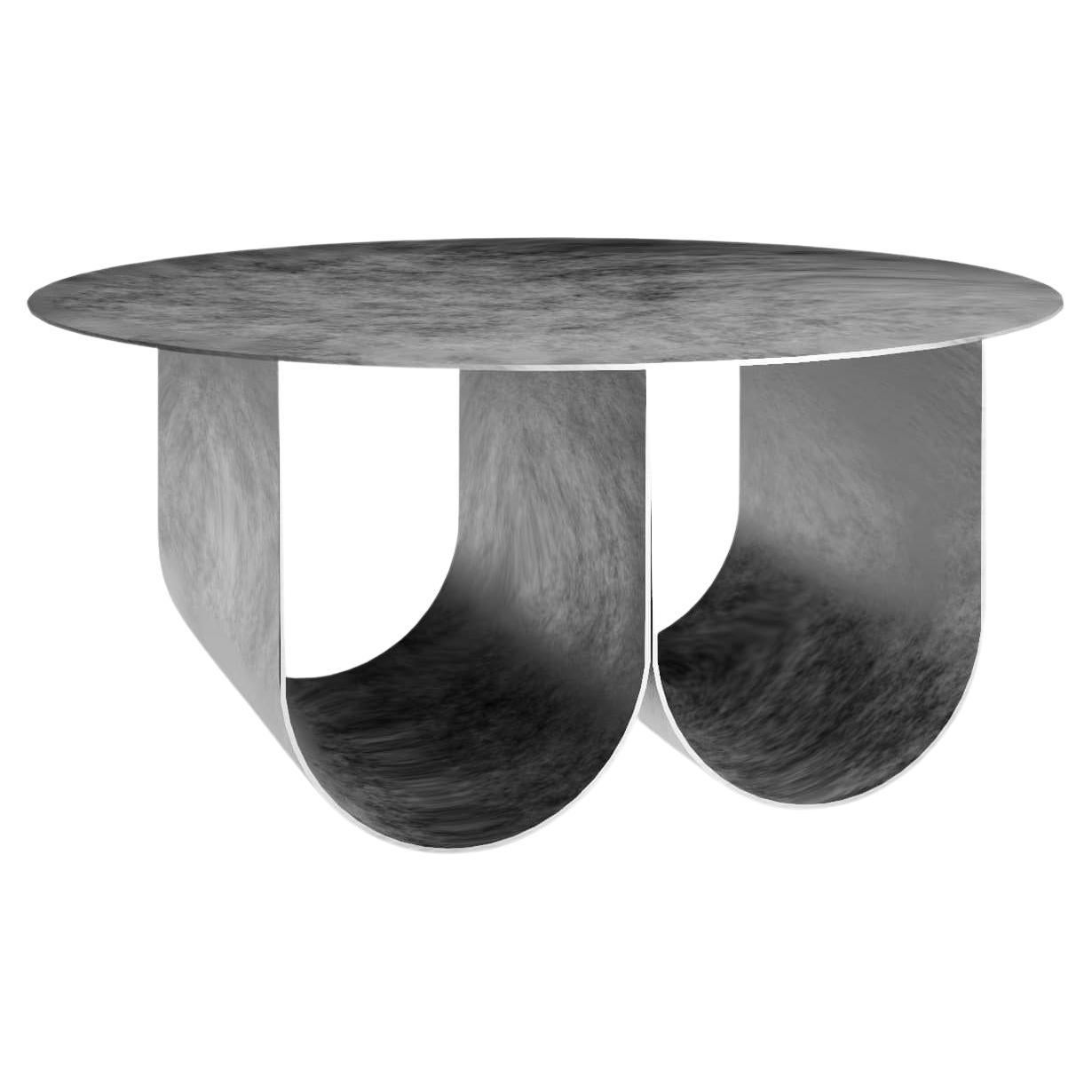 Arcade Coffee Table, 2 Arches Round Version, Silver, by Kasadamo & P. Tassin For Sale