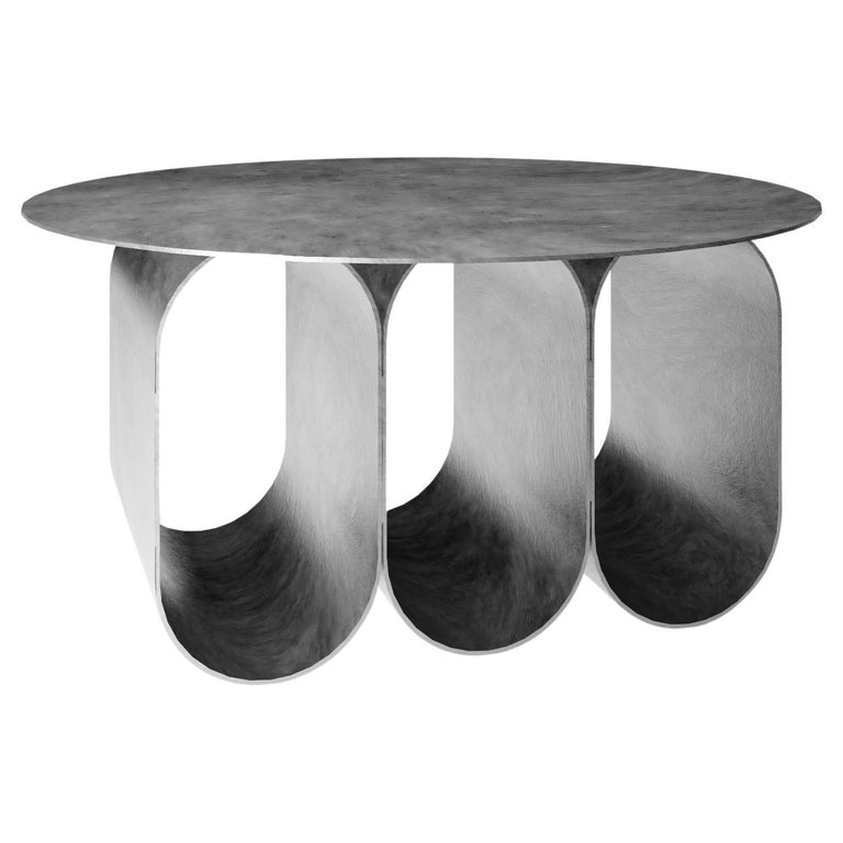Arcade Coffee Table, 3 Arches Round Silver Version, by Kasadamo and