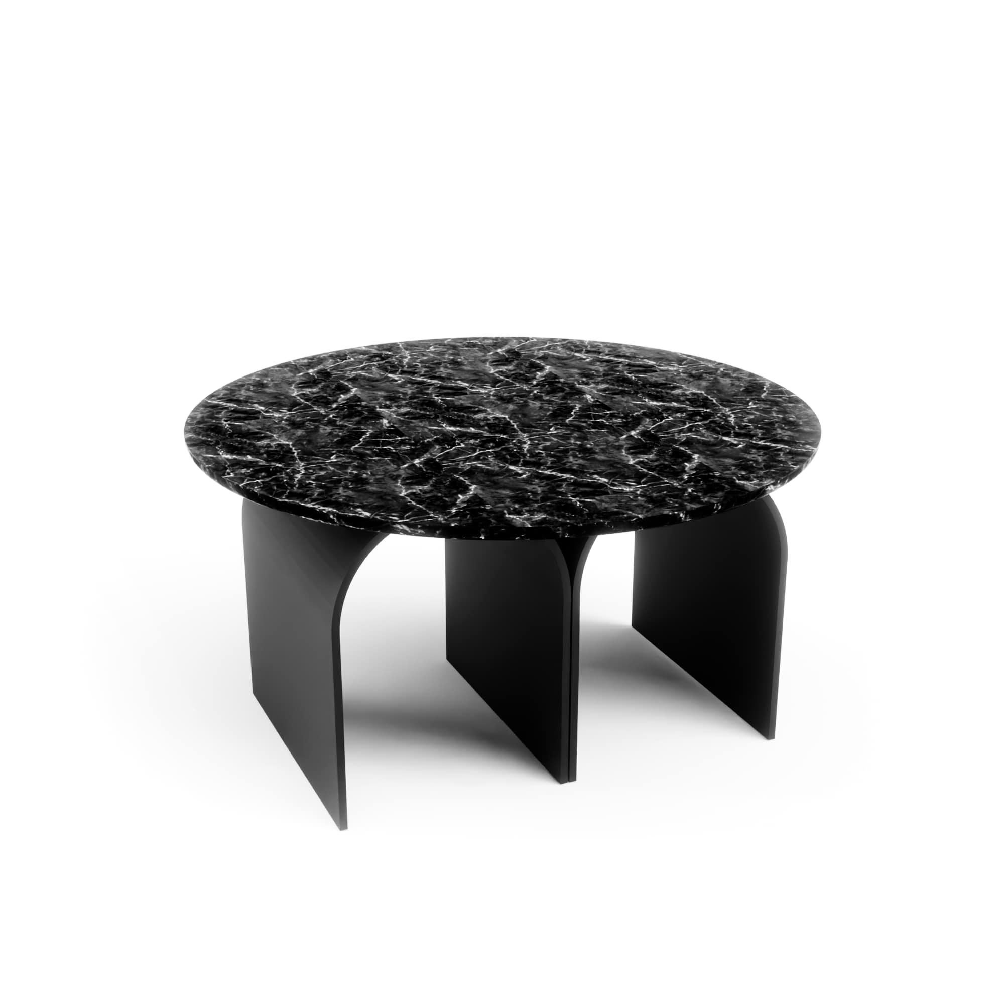 The Arcade coffee table - Rounded Marble version has been created by Kasadamo in collaboration with Pierre Tassin, french designer. This table reflects a mix between old and futuristic architecture. Its identity is found in the arched legs,