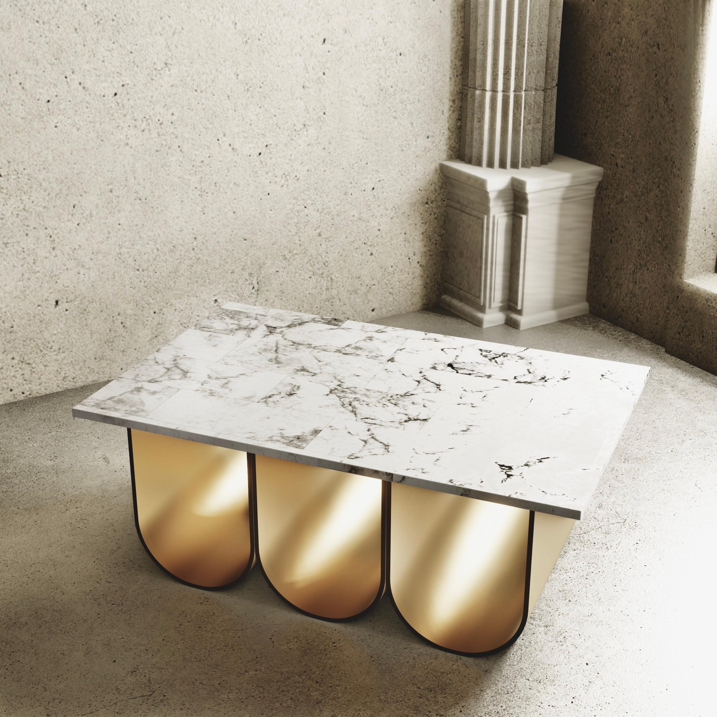 Contemporary Arcade Coffee Table, Square Marble Version, by Kasadamo & Pierre Tassin For Sale