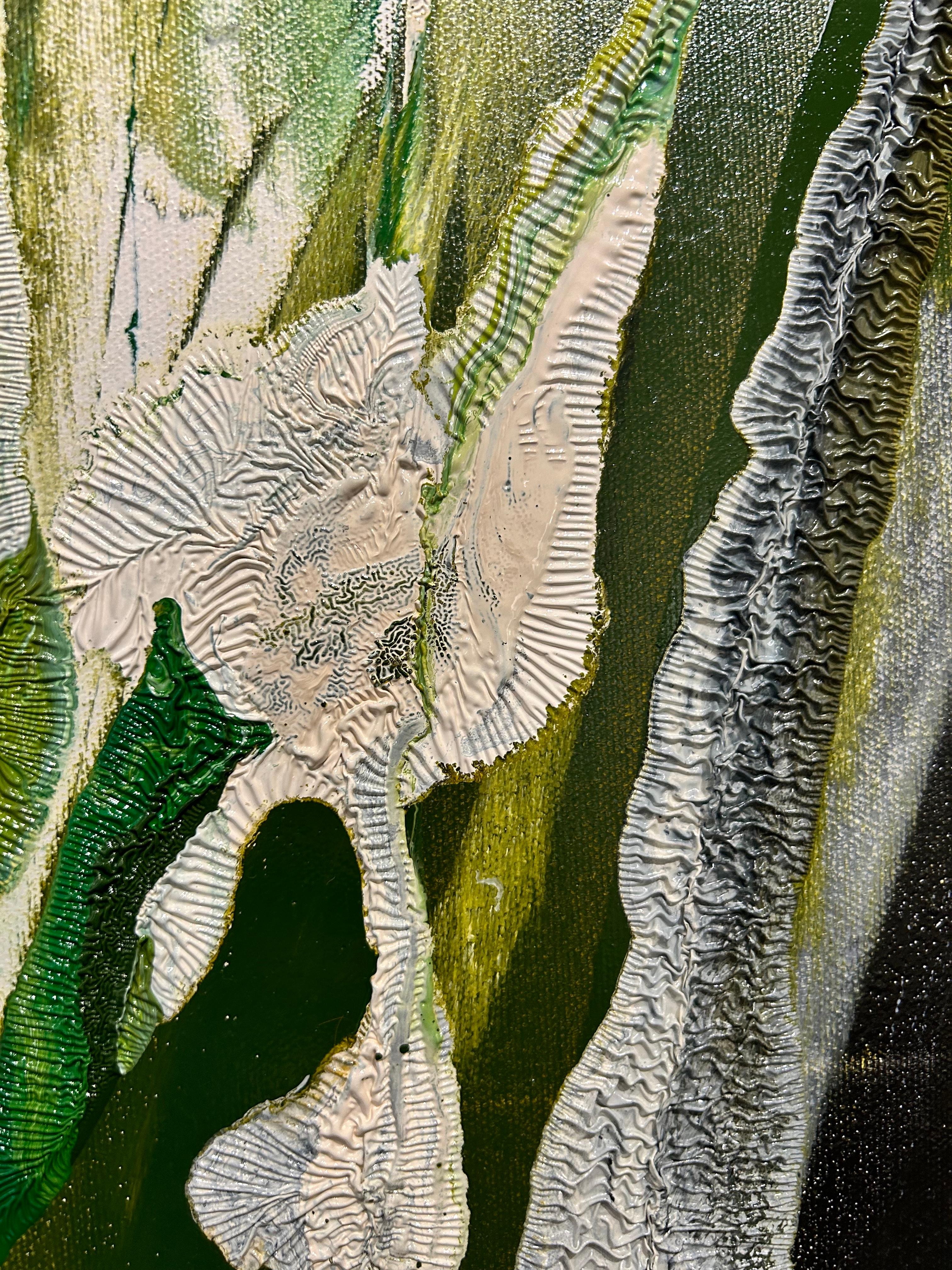 Texturierte abstrakte Drucktinte auf Leinwand „Golf Course“ (Zeitgenössisch), Painting, von Arcade Latour