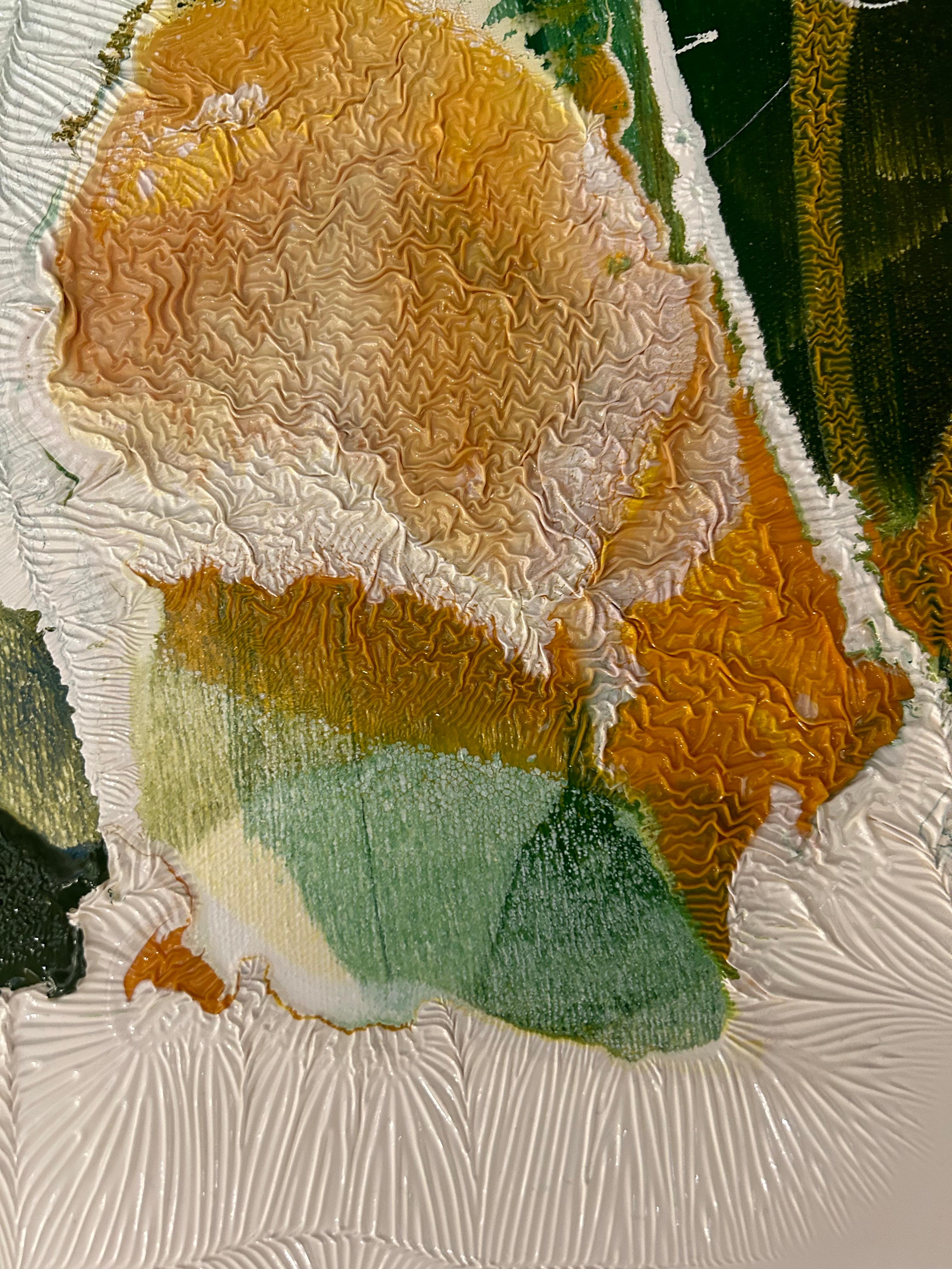 Texturierte abstrakte Drucktinte auf Leinwand „Golf Course“ (Beige), Abstract Painting, von Arcade Latour