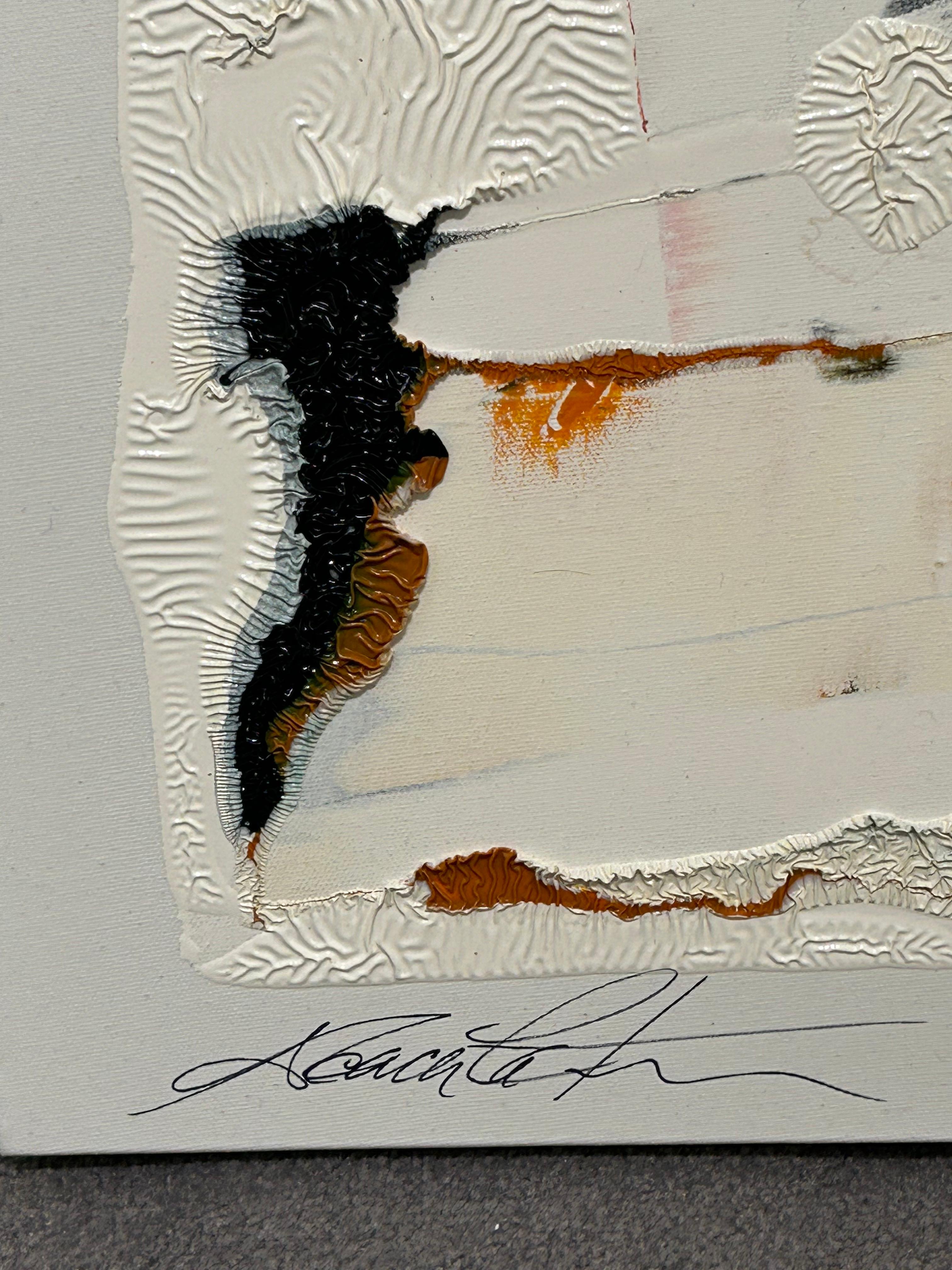 Texturiertes abstraktes Gemälde 'Winter in der Stadt I' (Beige), Abstract Painting, von Arcade Latour