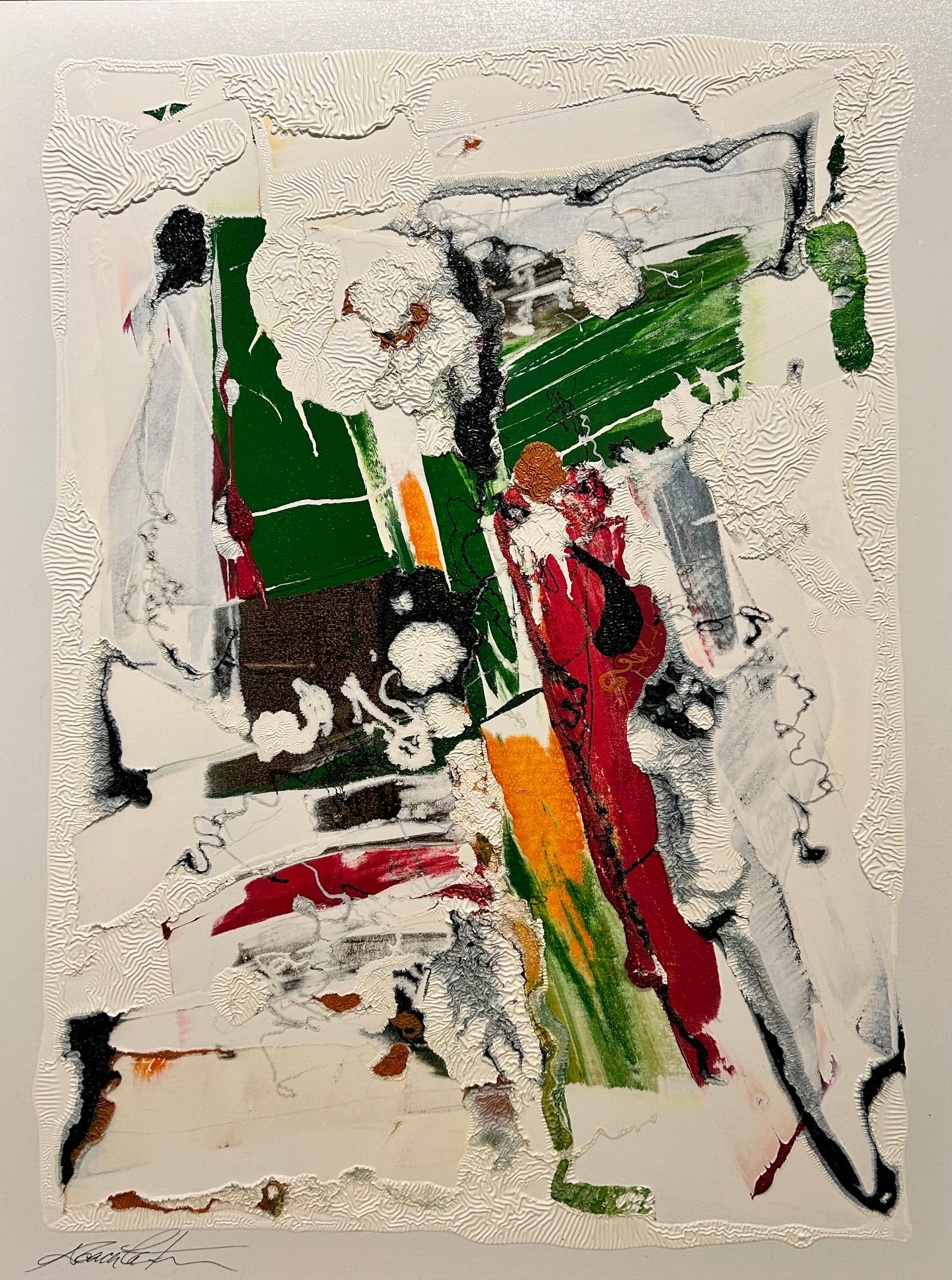 Peinture abstraite contemporaine texturée "Winter in the City I" (Hiver en ville I)