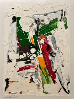 Peinture abstraite contemporaine texturée "Winter in the City I" (Hiver en ville I)