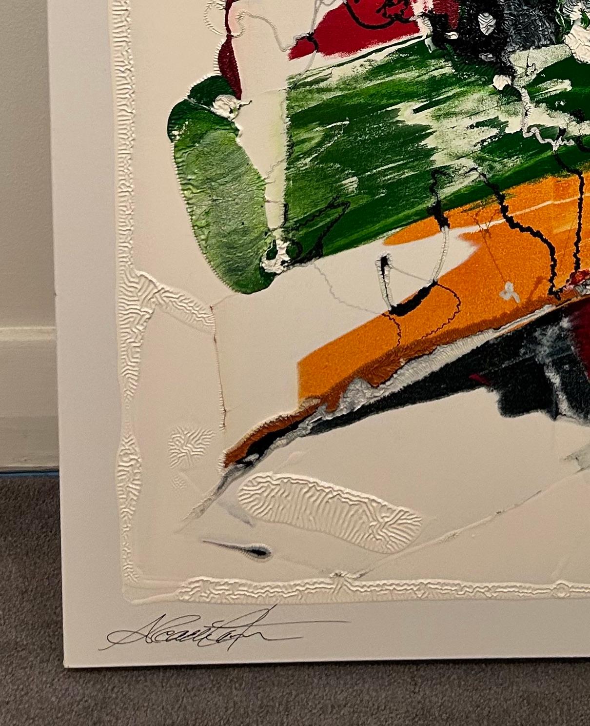 Texturiertes abstraktes Gemälde 'Winter in der Stadt II' (Beige), Abstract Painting, von Arcade Latour