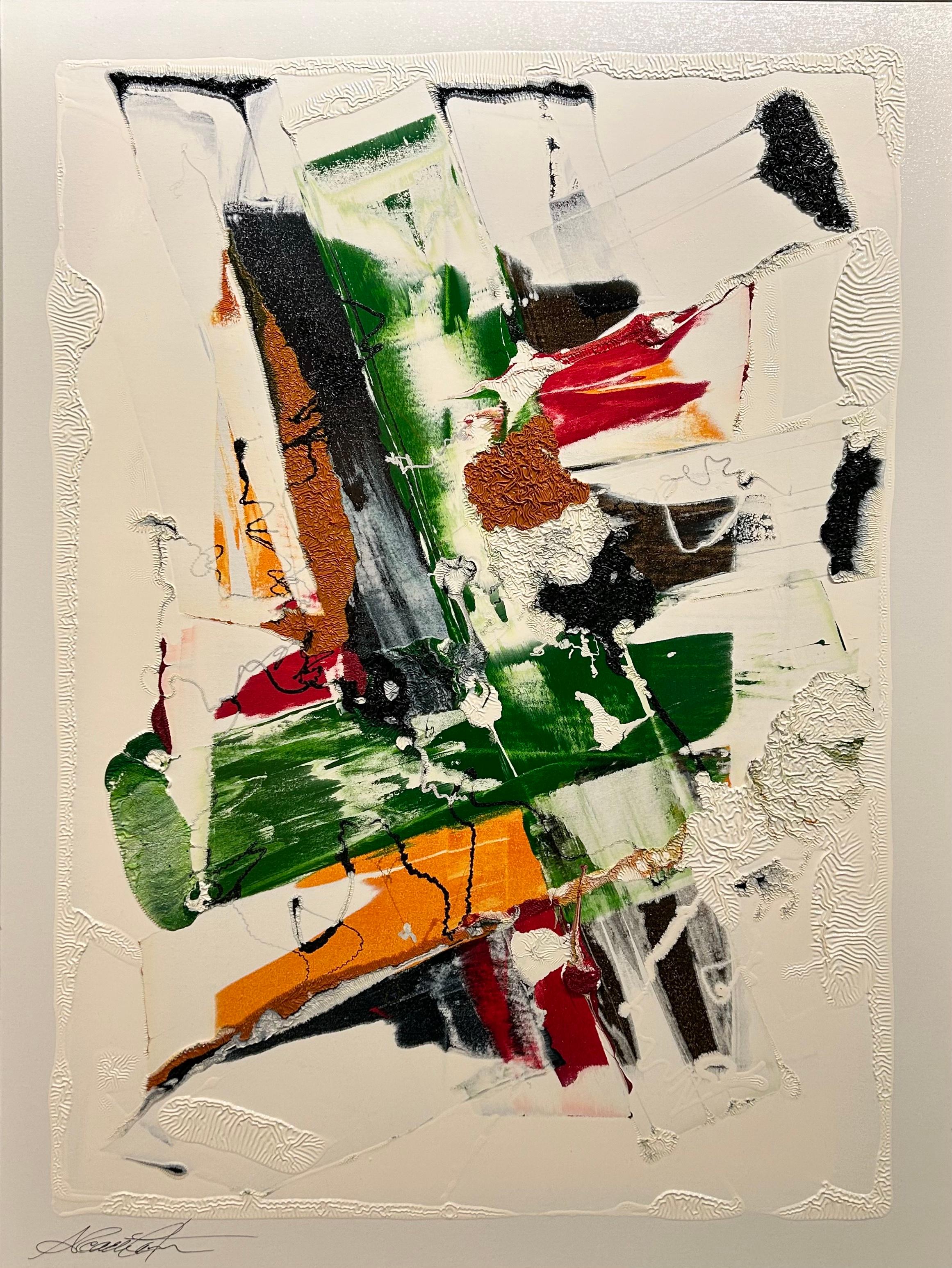 Peinture abstraite contemporaine texturée "Winter in the City II" (L'hiver en ville II)