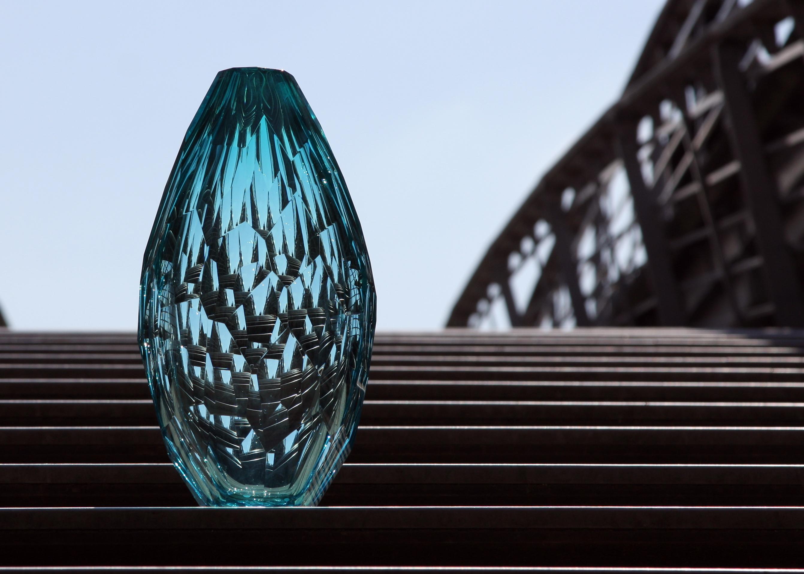 Moderne Vase en verre d'art de Murano Arcade « Euro Acquamarine » conçu par Ivan Baj en vente