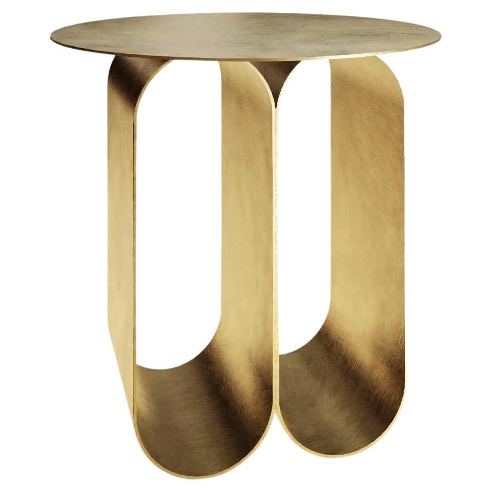 Arcade Side Table, 2 Arches Round Version, Gold, by Kasadamo & Pierre Tassin For Sale