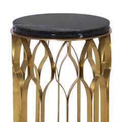 Arcade Side Table Aged Brass and Marble-Top