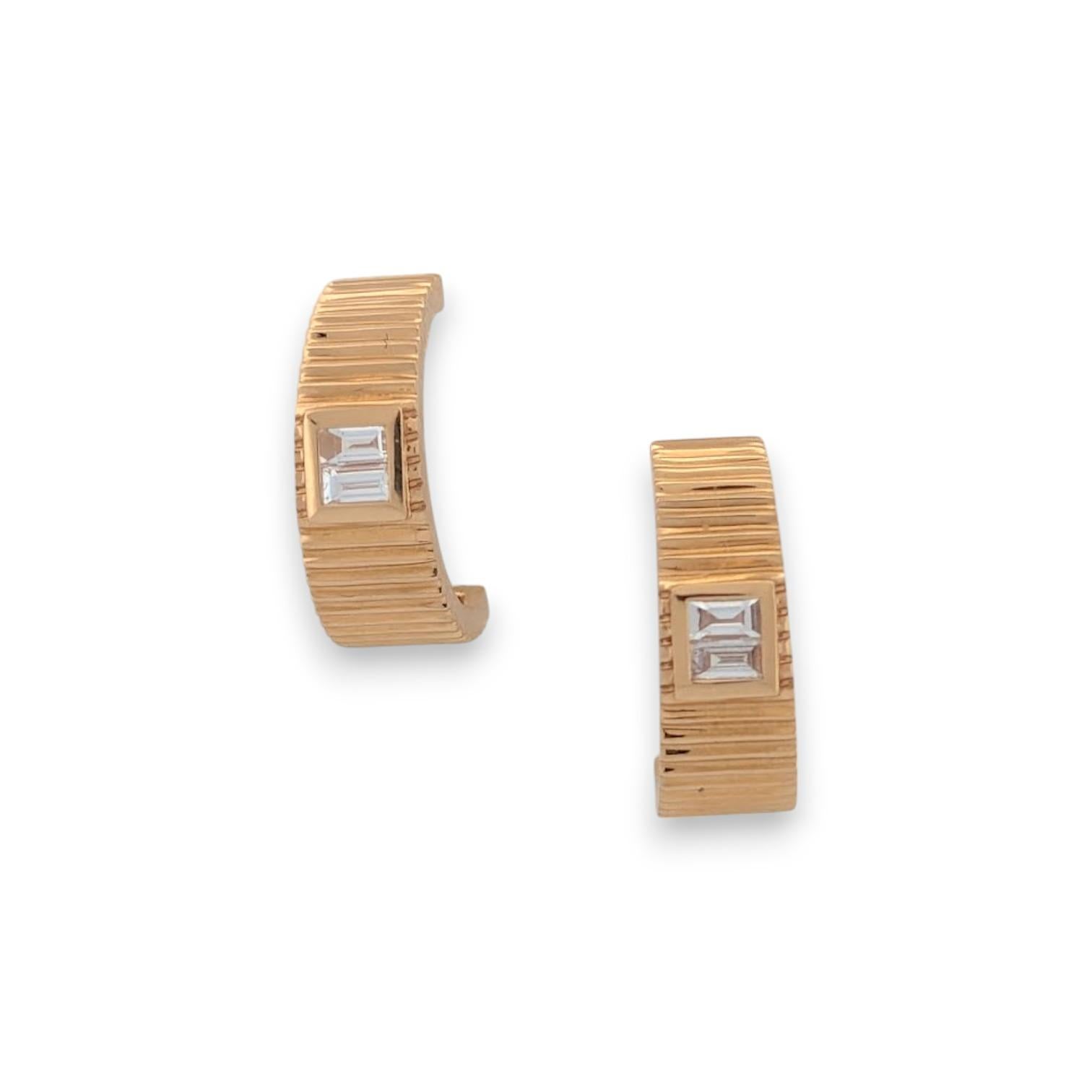 Arcadia 18k Yellow Gold Diamond Earrings – 0.18ctw Natural Diamonds Half Hoop For Sale