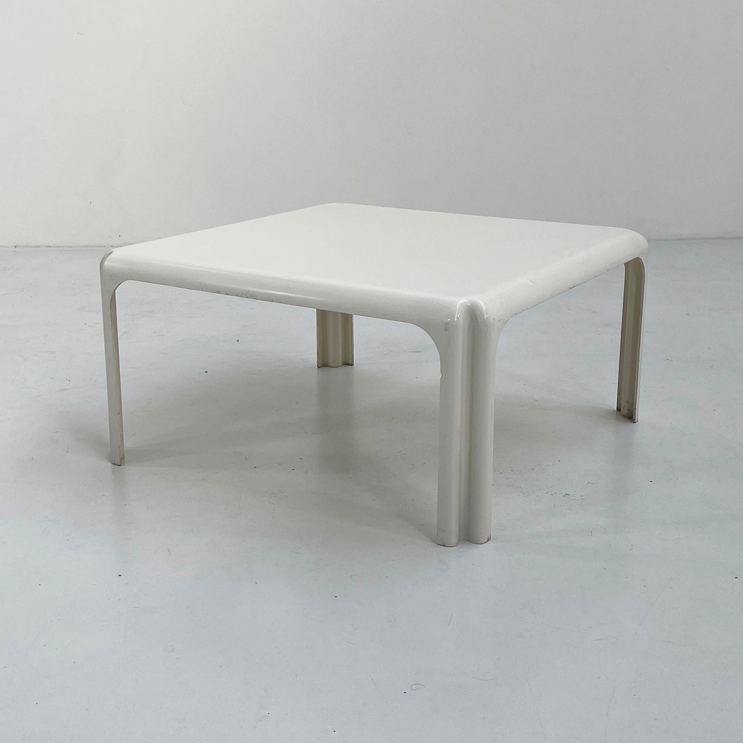 Designer - Vico Magistretti
Producer - Artemide
Model - Arcadia 80 Coffee Table 
Design Period - Seventies
Measurements - Width 80 cm x Depth 80 cm x Height  40 cm
Materials - Plastic
Color - White
Comments - Light wear consistent with age and use.