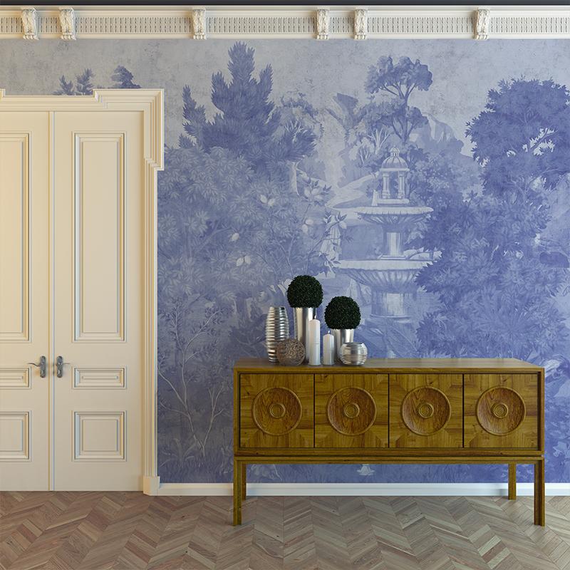 Arcadia Blue Wallpaper In New Condition For Sale In București, RO