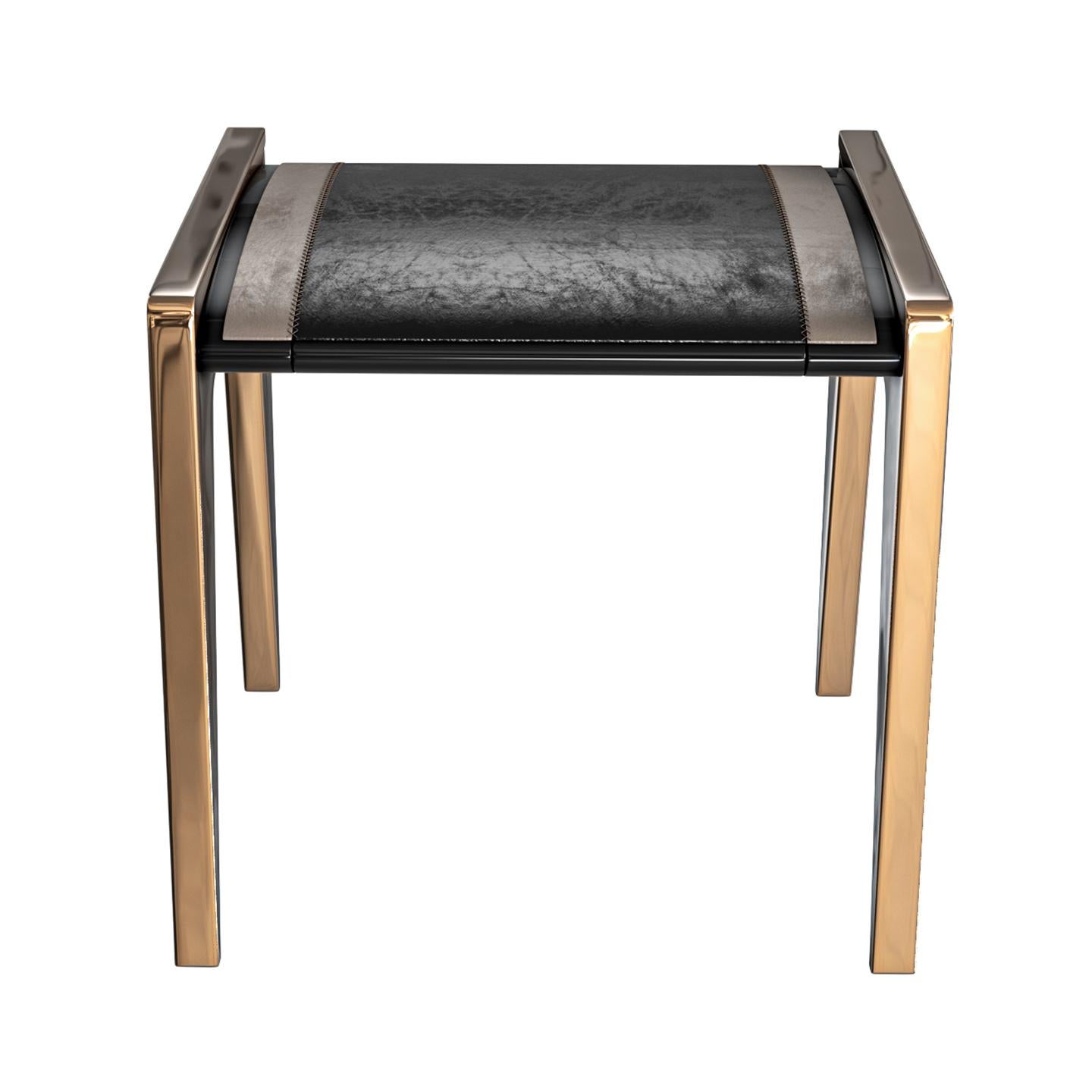 Stuhl „Arcadia“ mit Bronze und maßgeschneidertem Leder, Istanbul im Angebot 1