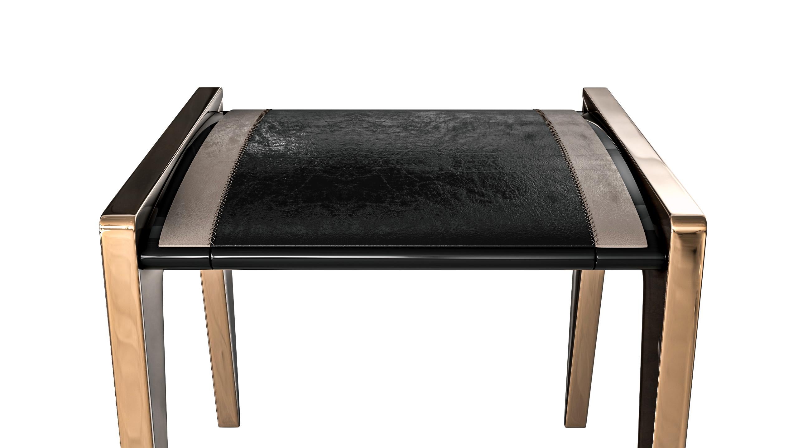 Stuhl „Arcadia“ mit Bronze und maßgeschneidertem Leder, Istanbul im Angebot 2