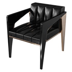 "Arcadia" Chair with Stainless Steel and Bronze, Handcrafted, Istanbul