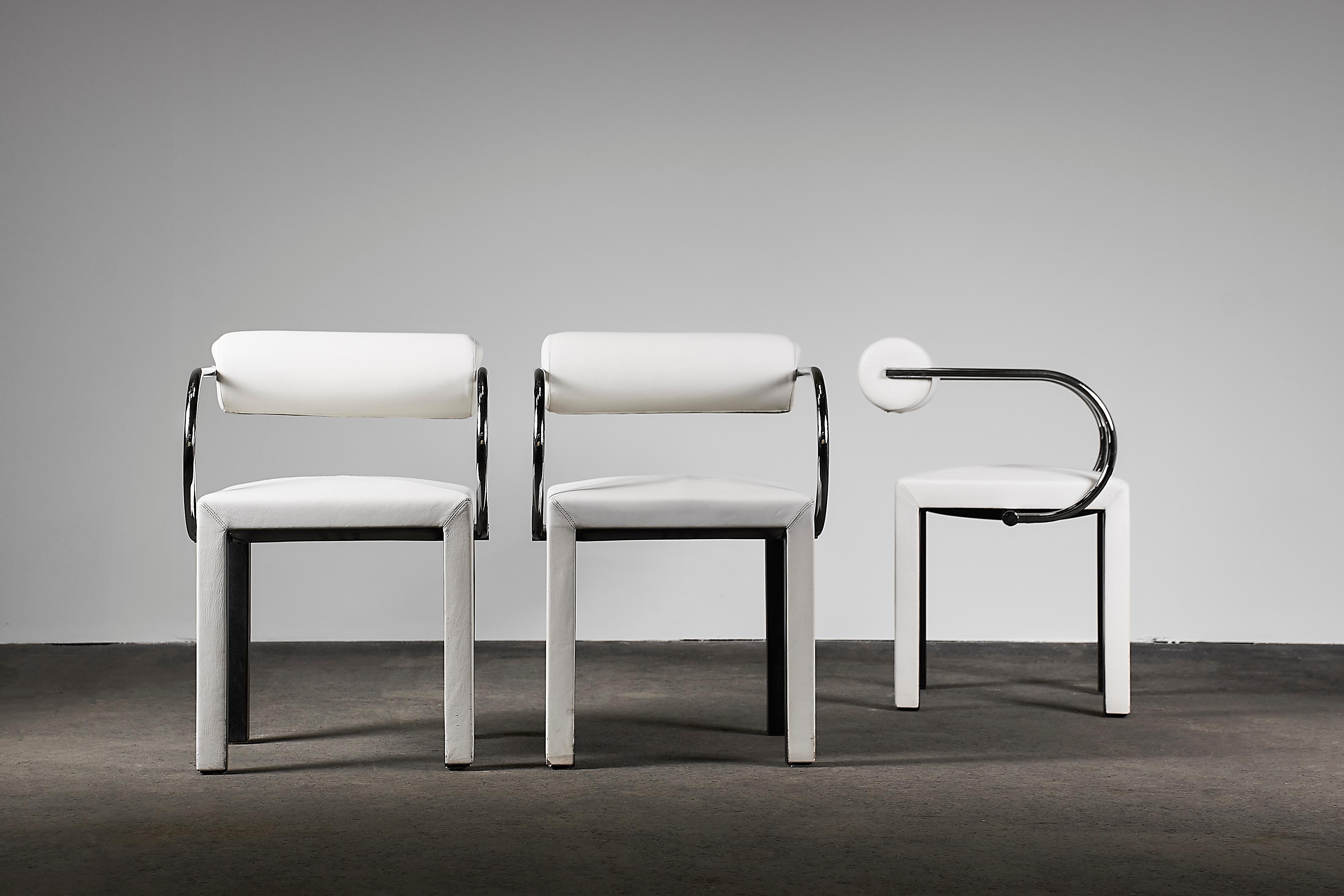 Mid-Century Modern Arcadia Chairs by Paolo Piva for B&B Italia in White Leather