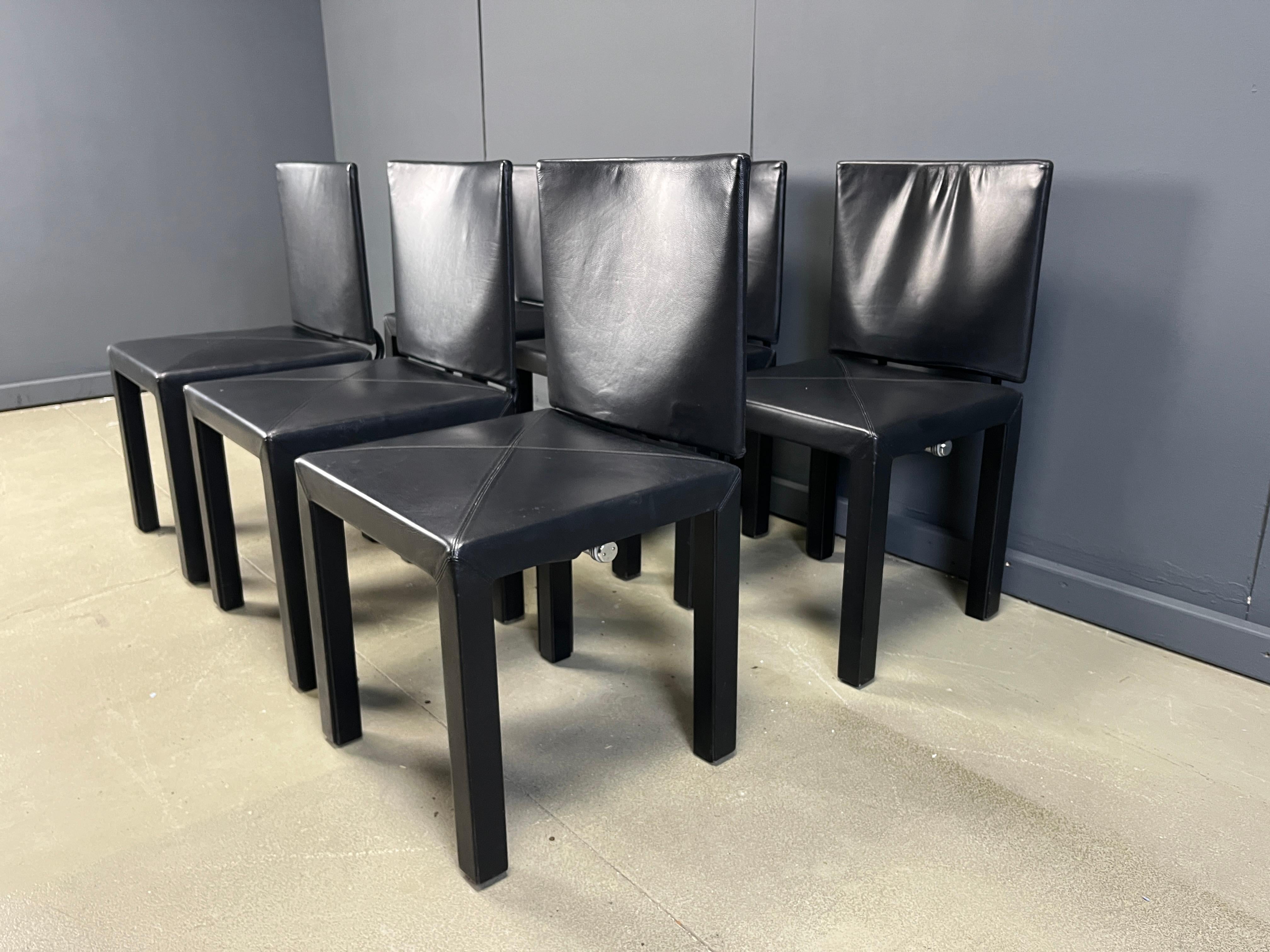 Arcadia dining chairs by Paolo Piva for B& B Italia set of 6 Cuero en venta