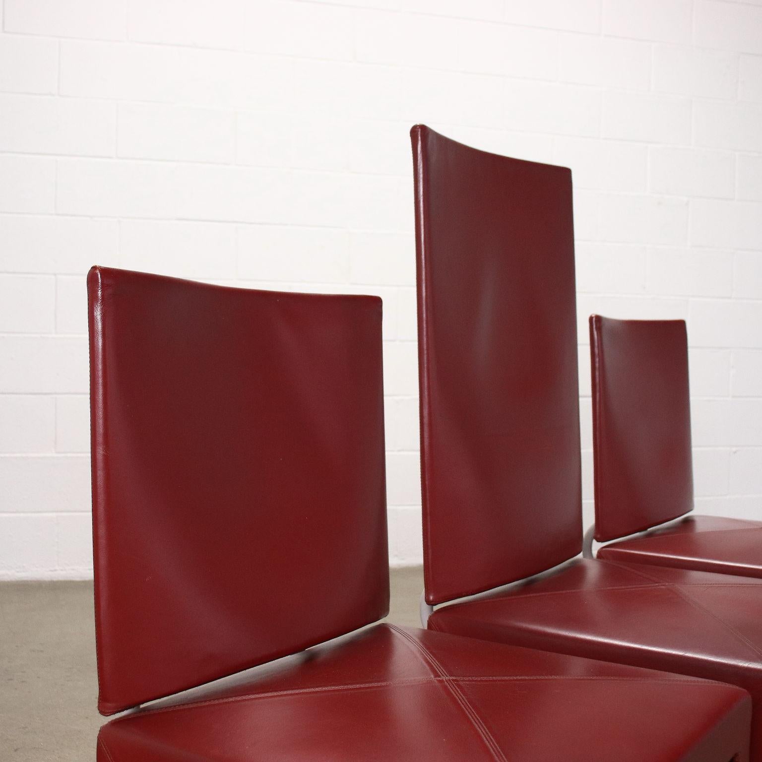 Mid-Century Modern Arcadia Group of 6 Chairs by B&B Metal Leather, Italy, 1980s