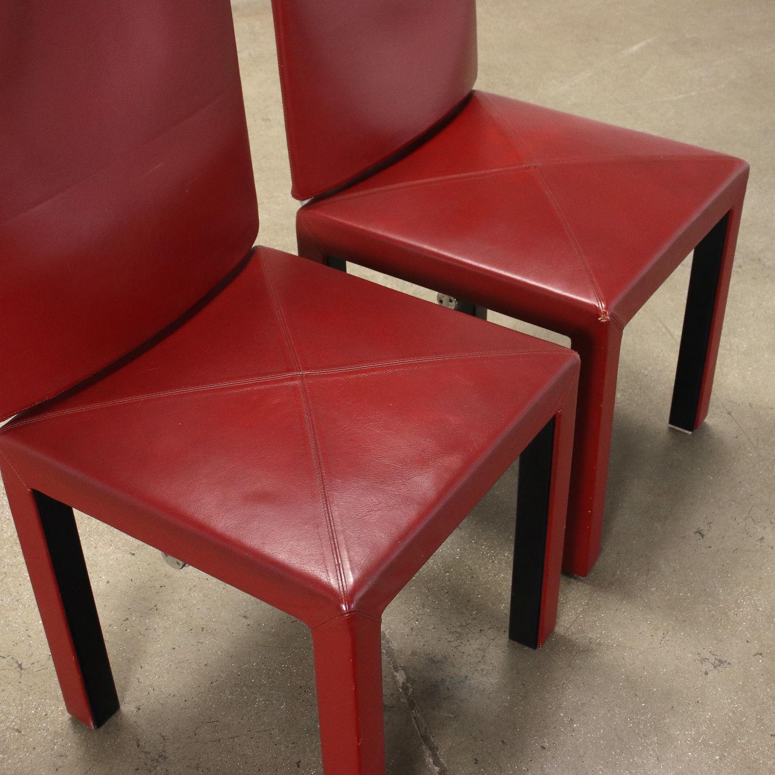 Arcadia Group of 6 Chairs by B&B Metal Leather, Italy, 1980s In Good Condition In Milano, IT
