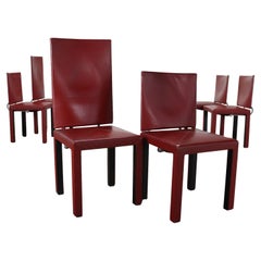 Arcadia Group of 6 Chairs by B&B Metal Leather, Italy, 1980s