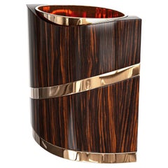 "Arcadia" Ice Bucket with Bronze and Finely Crafted Wood, Handmade, Istanbul