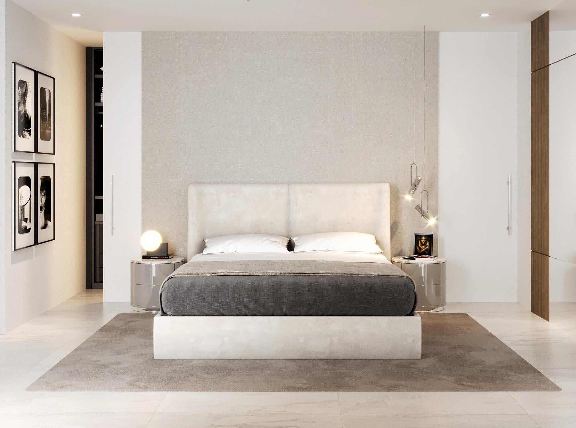 Arcadia King Size-Bett, handgefertigt aus dem eigenen Material der Kunden (Moderne) im Angebot