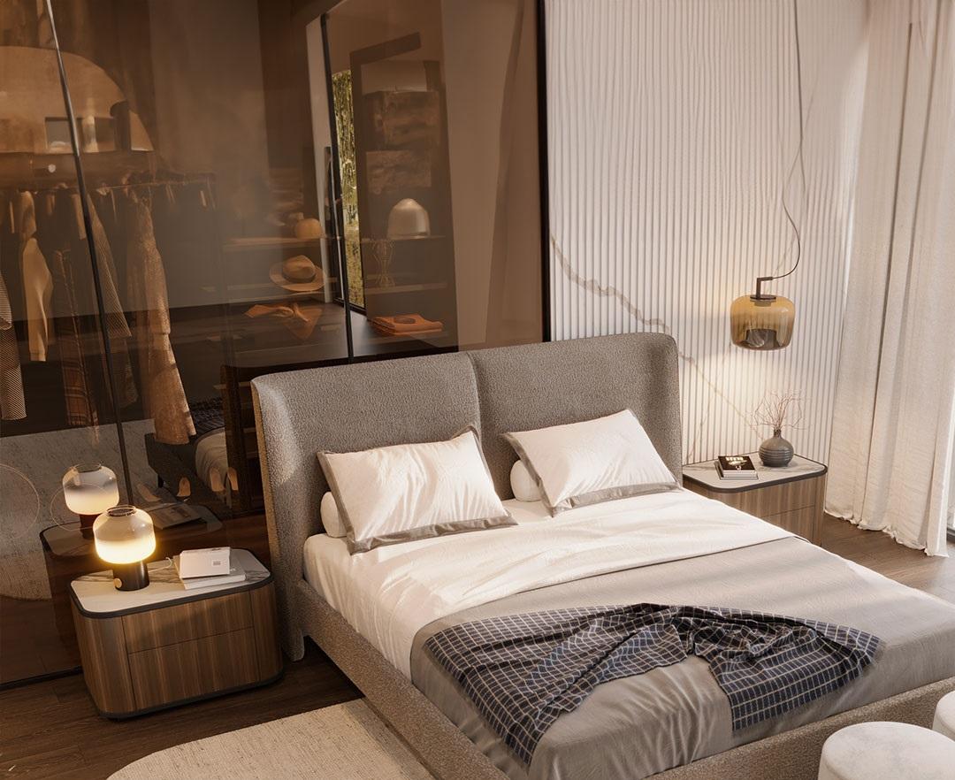 Arcadia King Size-Bett, handgefertigt aus dem eigenen Material der Kunden (Europäisch) im Angebot