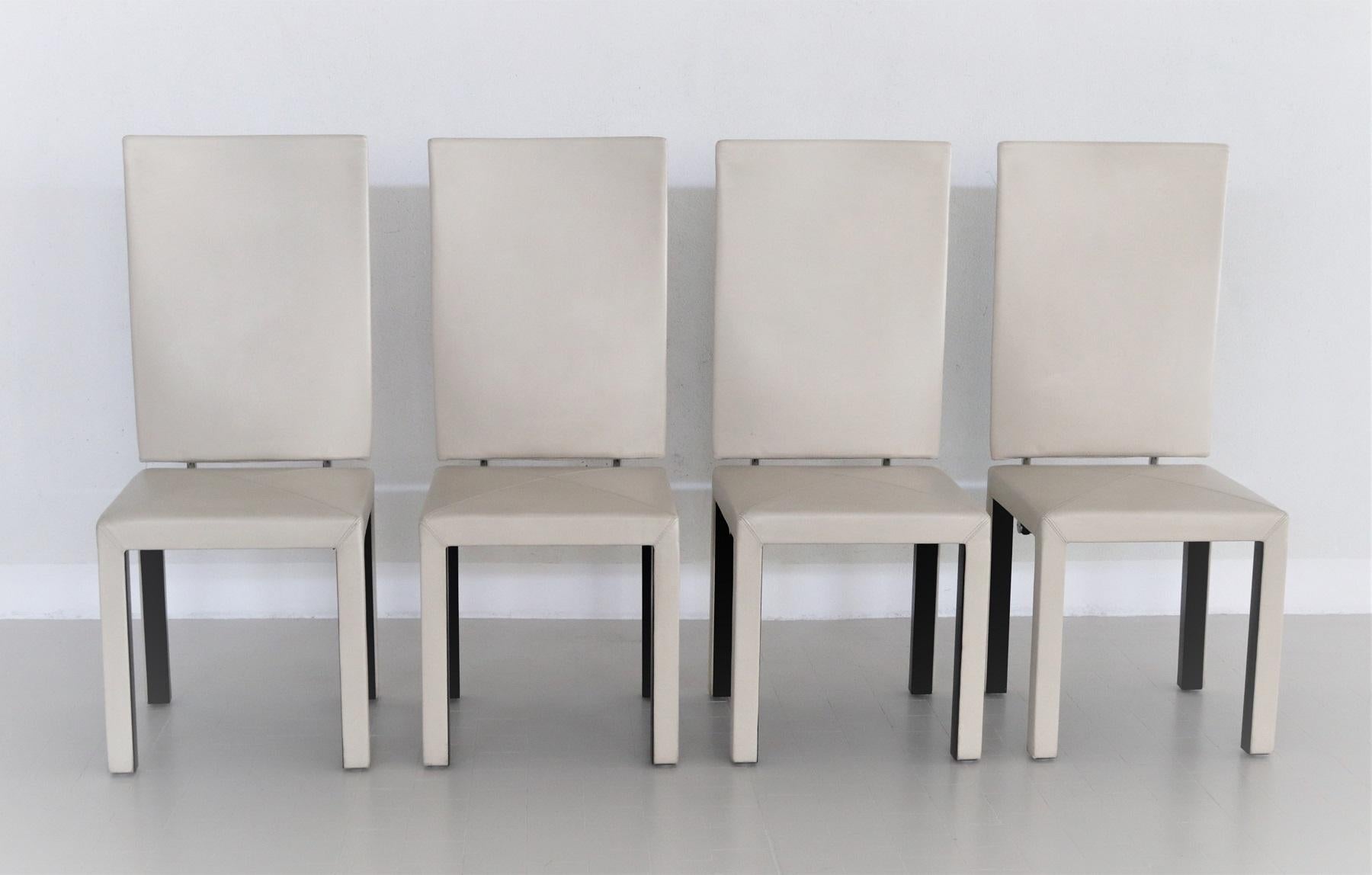 Arcadia Leather Chairs by Paolo Piva for B&B Italia, 1980s, Set of 4 For Sale 5