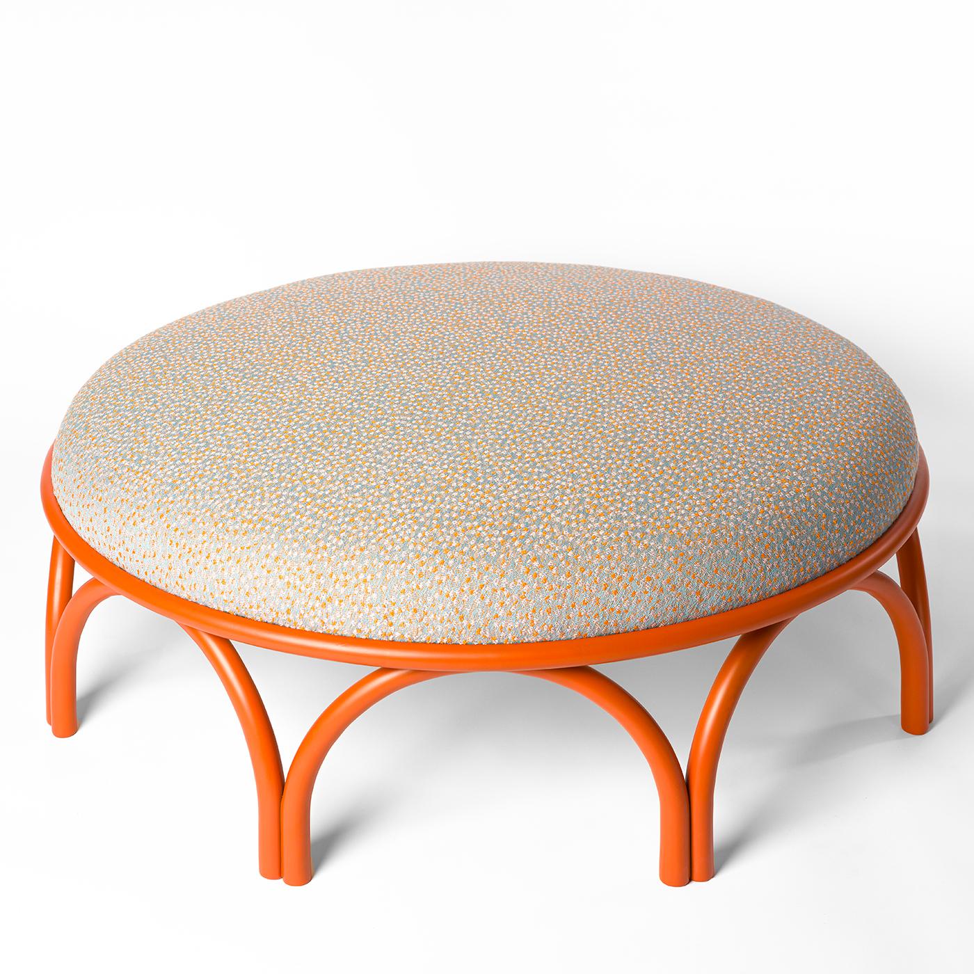 Wood Arcadia Orange Pouf by Gebrüder Thonet Vienna GmbH (GTV) – Wiener GTV Design For Sale