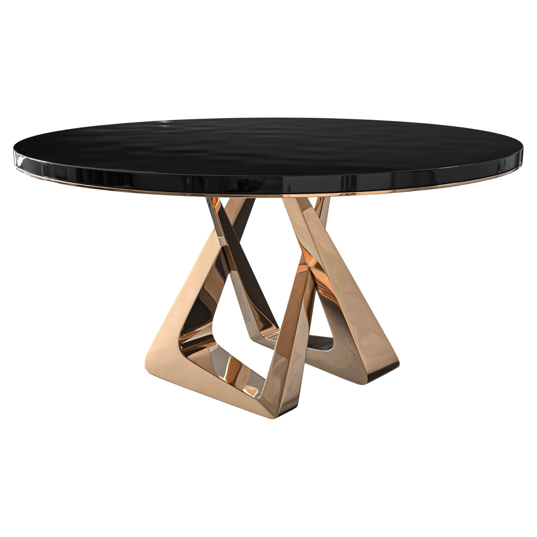 "Arcadia" Round Dining or Entryway Table, Bronze and Stainless Steel, Istanbul For Sale