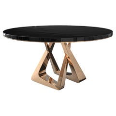 "Arcadia" Round Dining or Entryway Table, Bronze and Stainless Steel, Istanbul