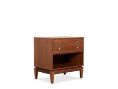 Lawson-Fenning Arcadia Side Table, Walnut & Polished Brass, Modern Nightstand