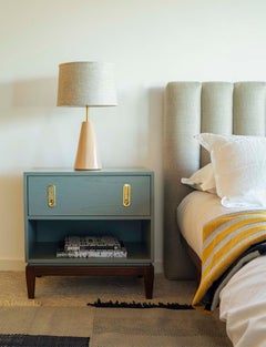 Lawson-Fenning Arcadia Side Table, Walnut & Satin Nickel, Modern Nightstand