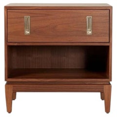 Lawson-Fenning Arcadia Side Table, Walnut & Polished Brass, Modern Nightstand