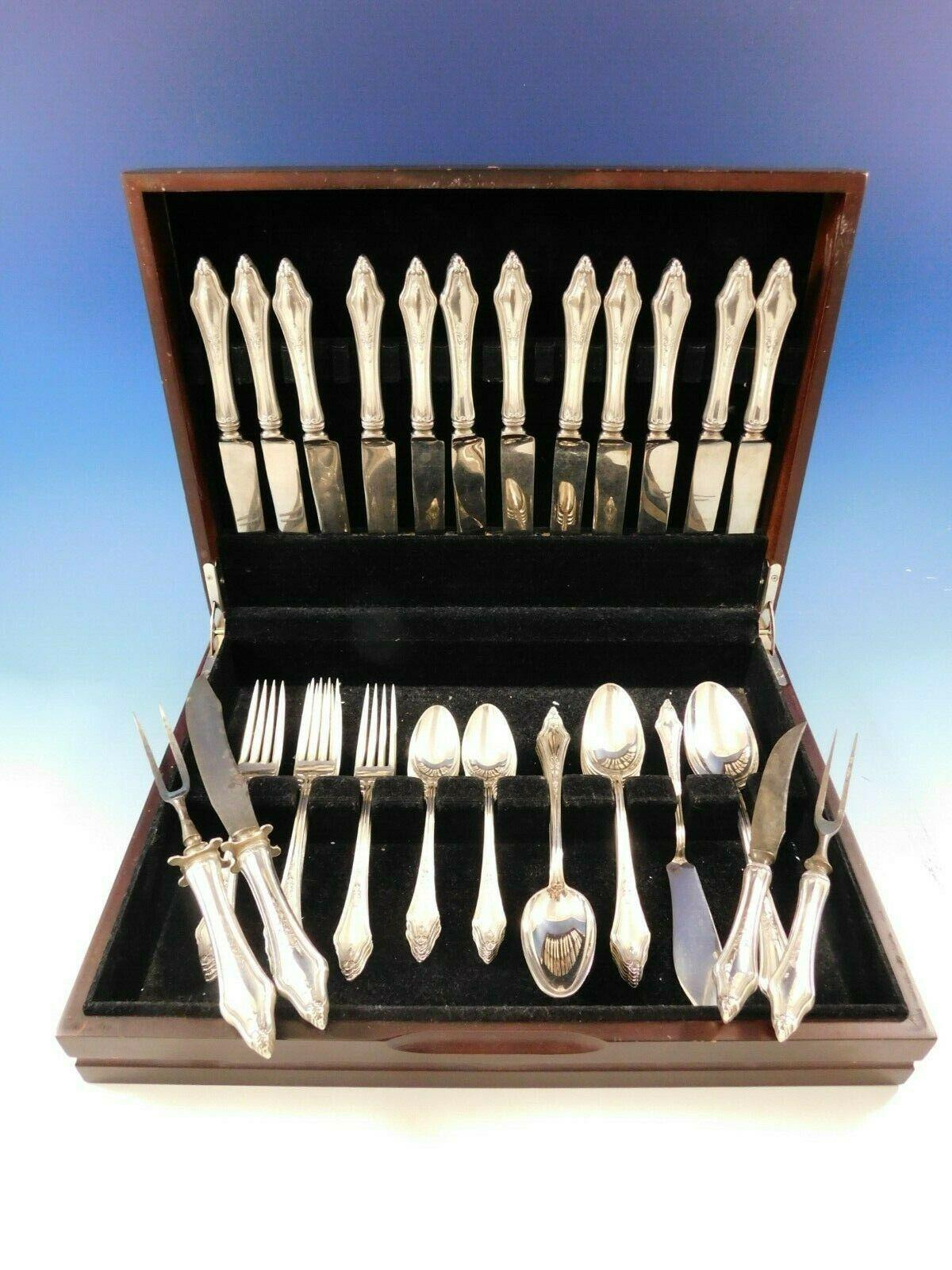 Stunning Arcadian by Towle sterling silver flatware set - 54 pieces. This set includes:

 12 knives, 8 3/4